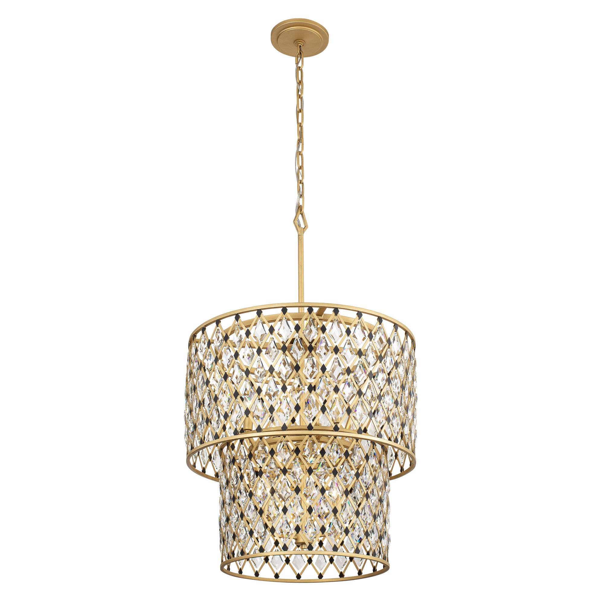 Windsor 7 Light 2-Tier Crystal Chandelier - French Gold/Matte Black