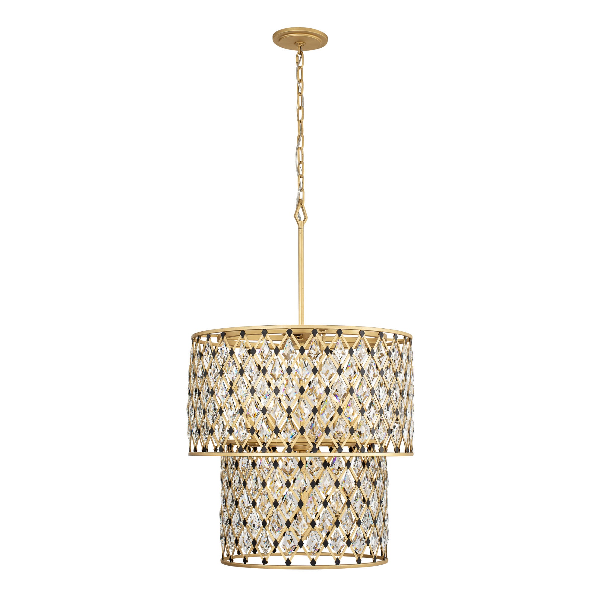 Windsor 7 Light 2-Tier Crystal Chandelier - French Gold/Matte Black