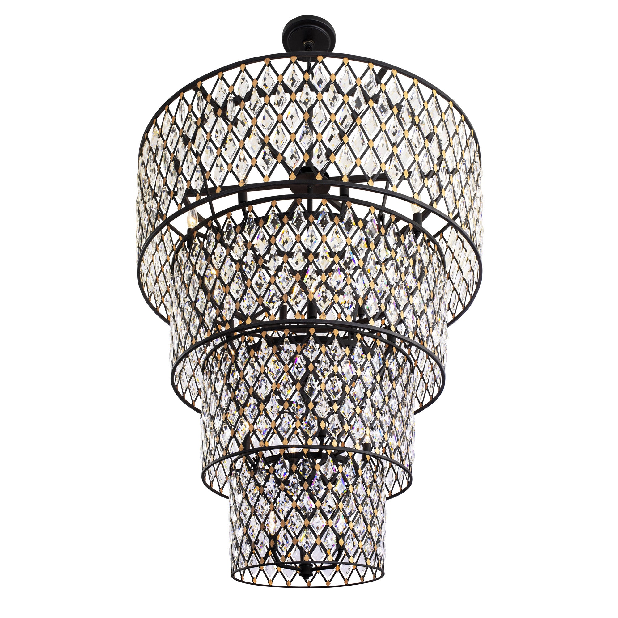 Windsor 21 Light 4-Tier Crystal Chandelier - Carbon/Havana Gold