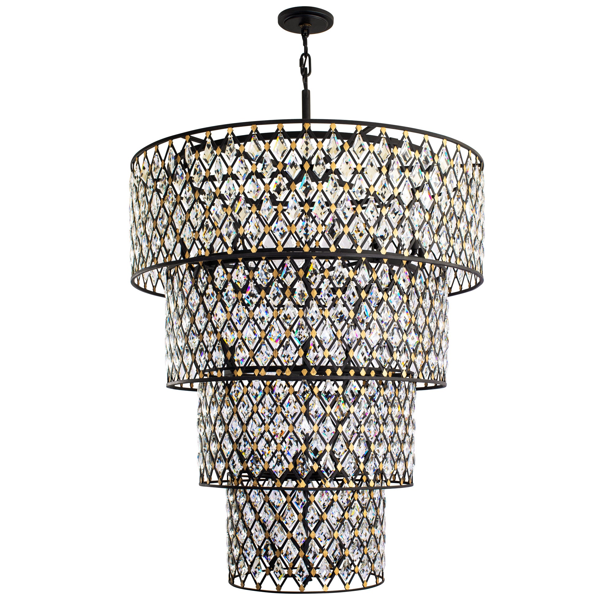 Windsor 21 Light 4-Tier Crystal Chandelier - Carbon/Havana Gold
