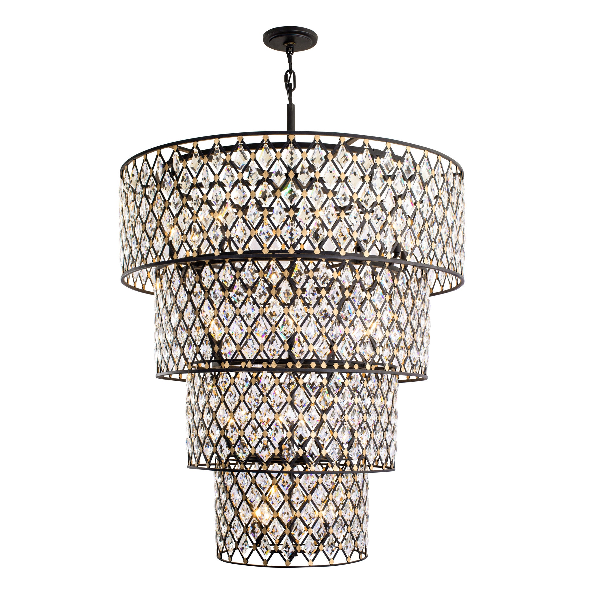 Windsor 21 Light 4-Tier Crystal Chandelier - Carbon/Havana Gold