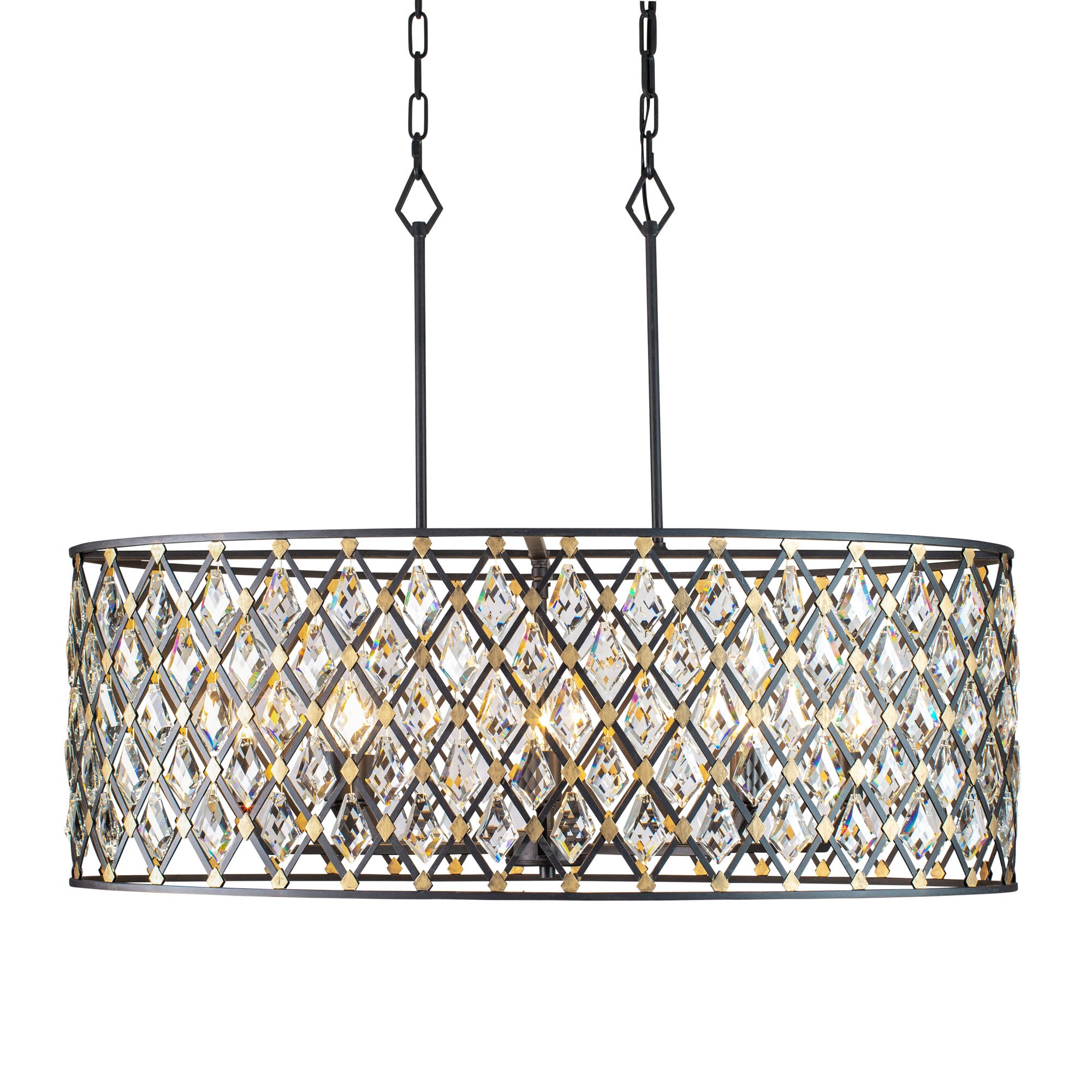 Windsor 8 Light Crystal Oval Linear Pendant - Carbon/Havana Gold