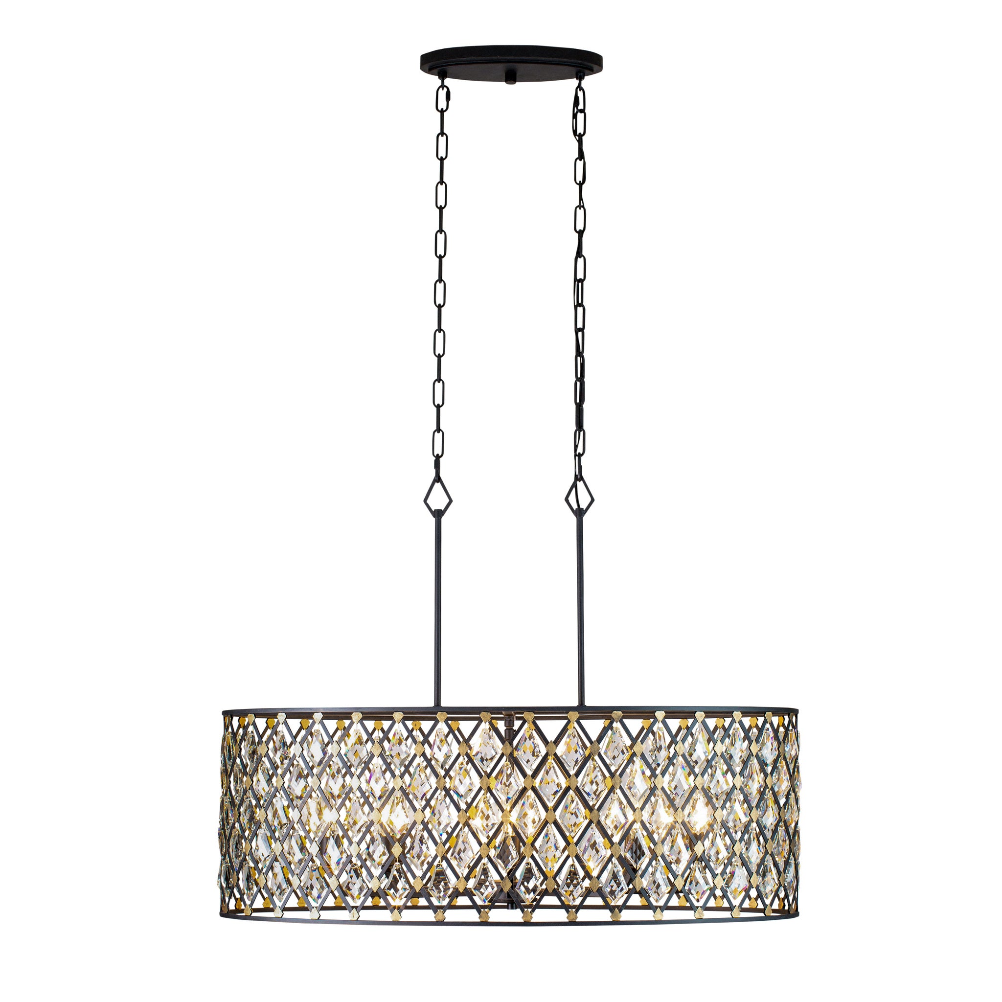 Windsor 8 Light Crystal Oval Linear Pendant - Carbon/Havana Gold
