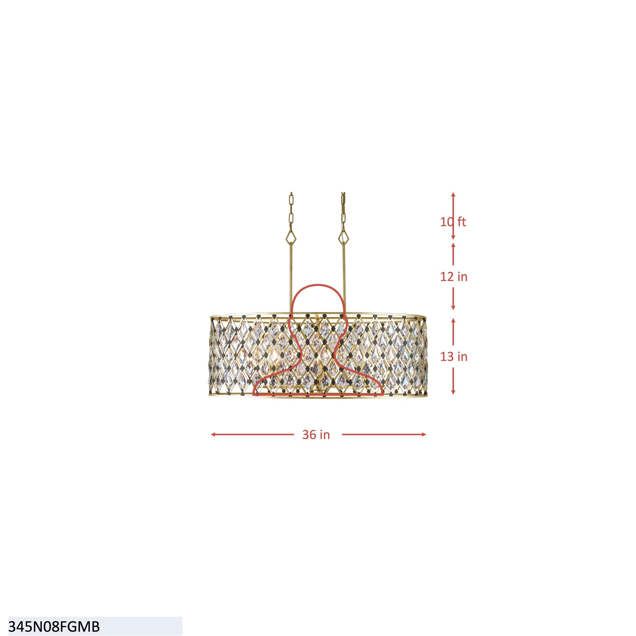 Windsor 8 Light Crystal Oval Linear Pendant - Carbon/Havana Gold
