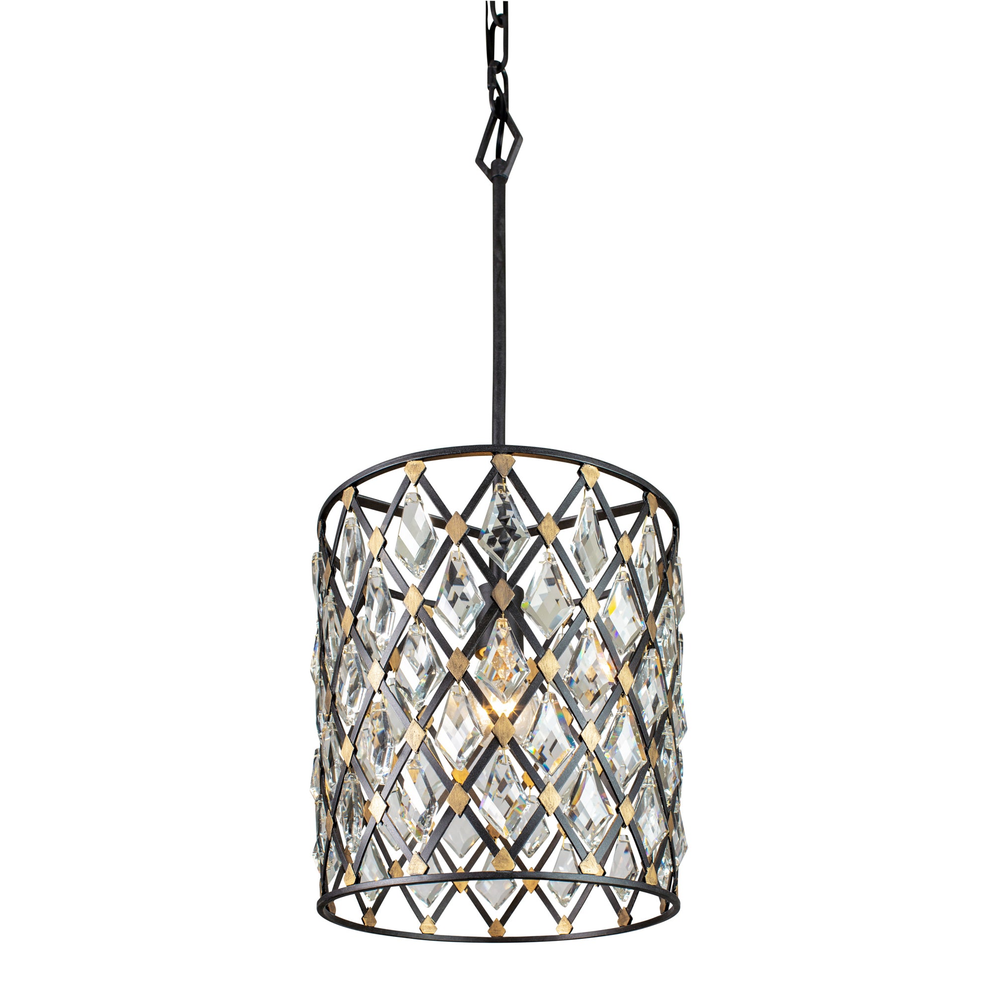 Windsor 1 Light Crystal Pendant - Carbon/Havana Gold