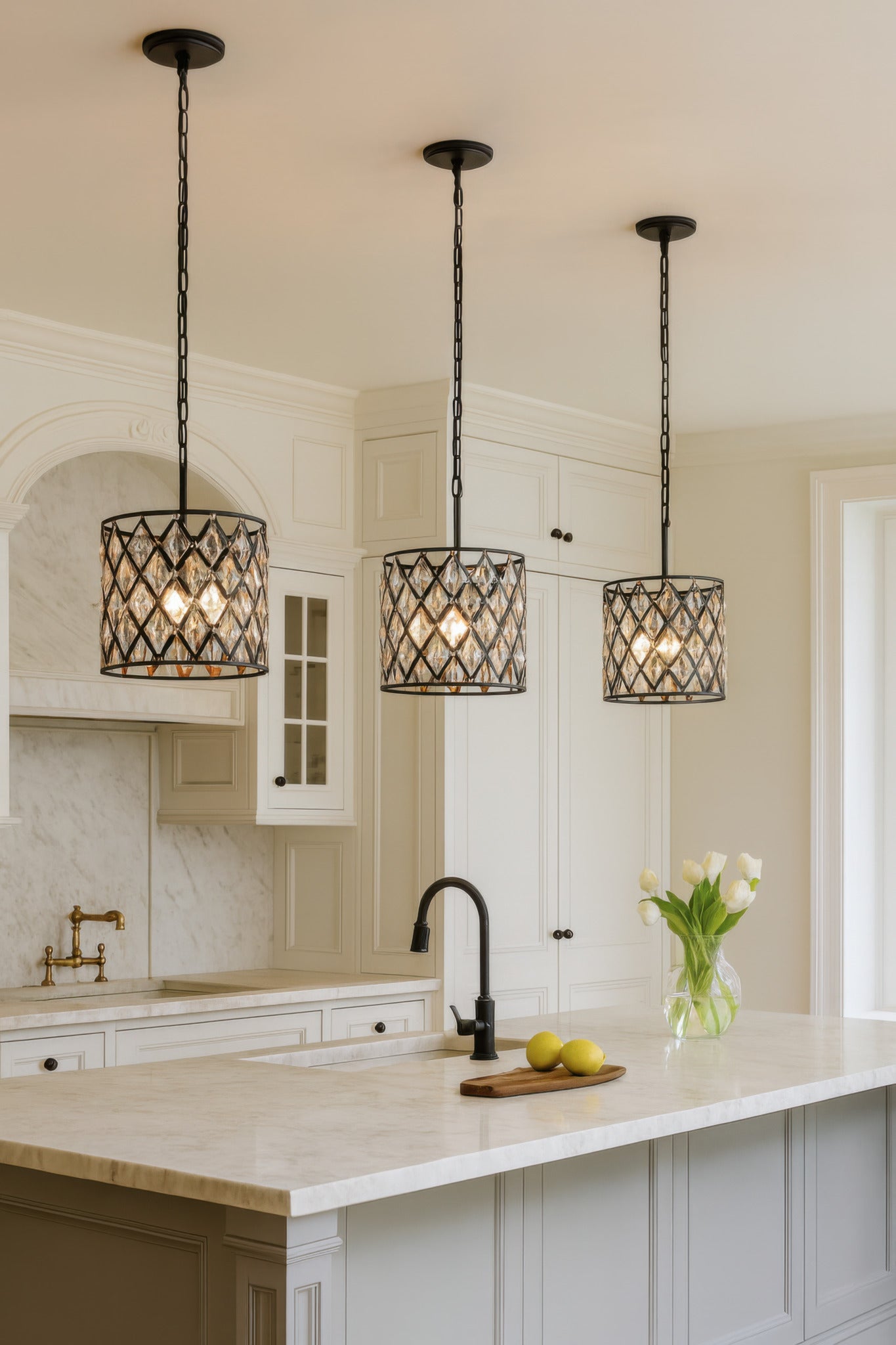 Windsor 1 Light Crystal Pendant - Carbon/Havana Gold