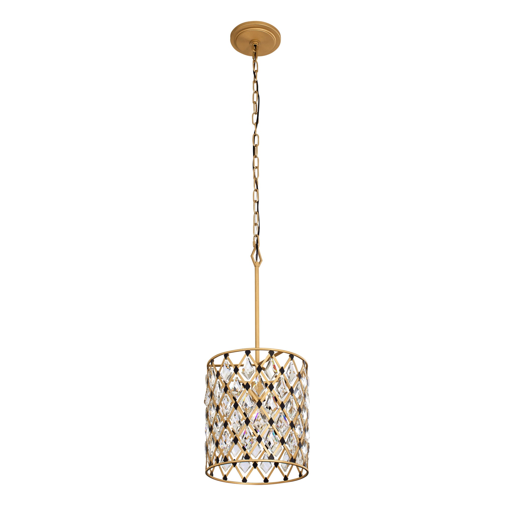 Windsor 1 Light Crystal Pendant - French Gold/Matte Black