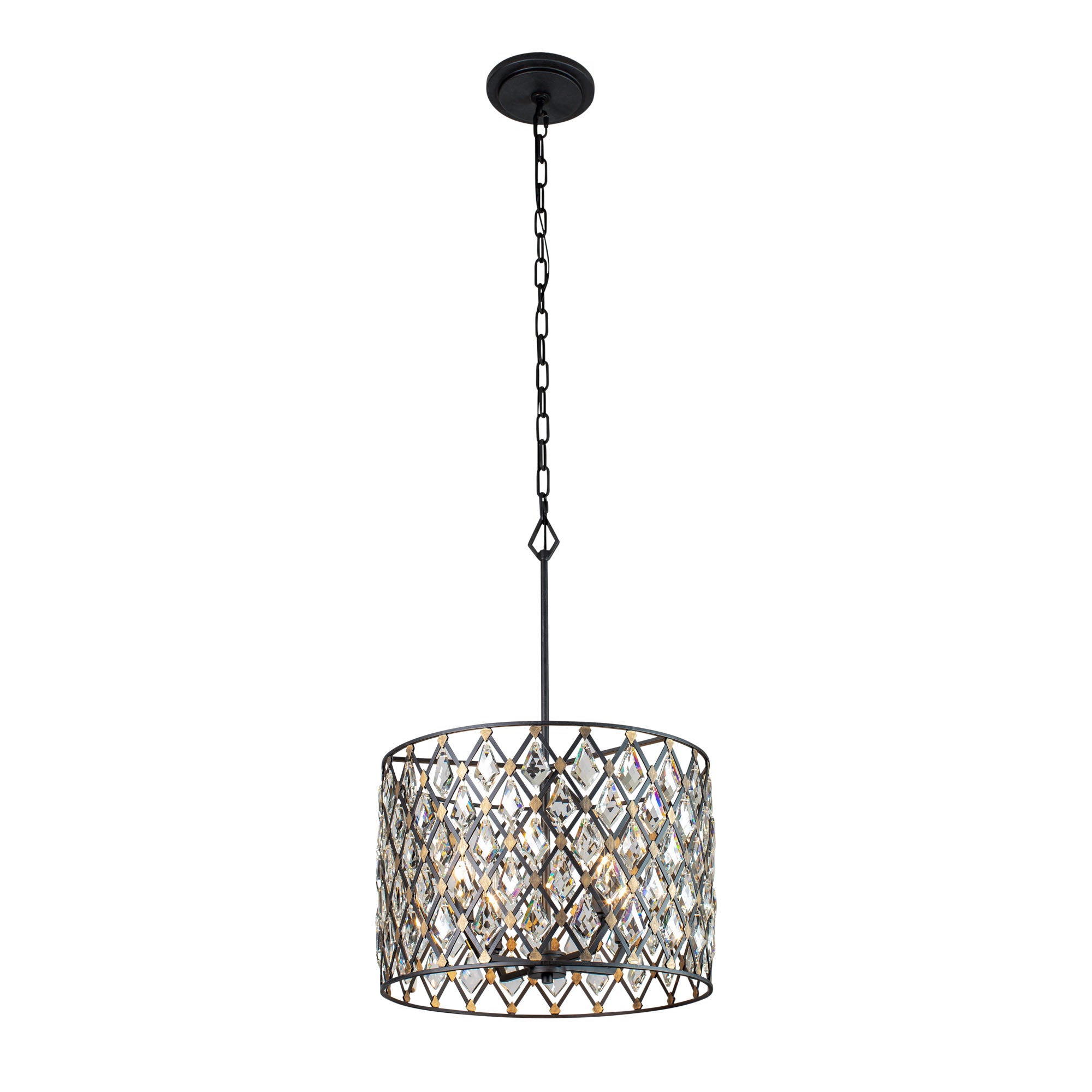 Windsor 4 Light Crystal Pendant - Carbon/Havana Gold