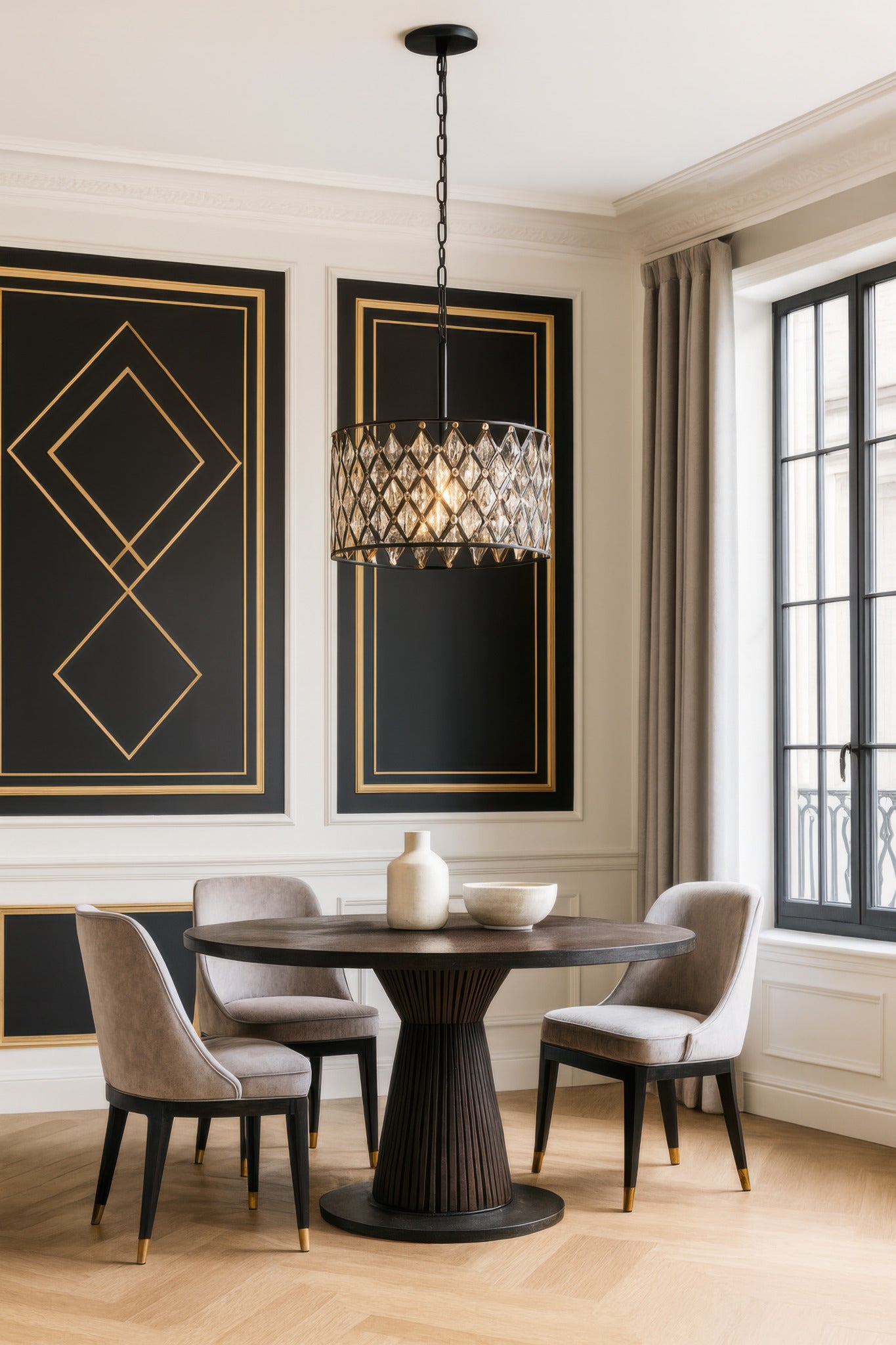 Windsor 4 Light Crystal Pendant - Carbon/Havana Gold