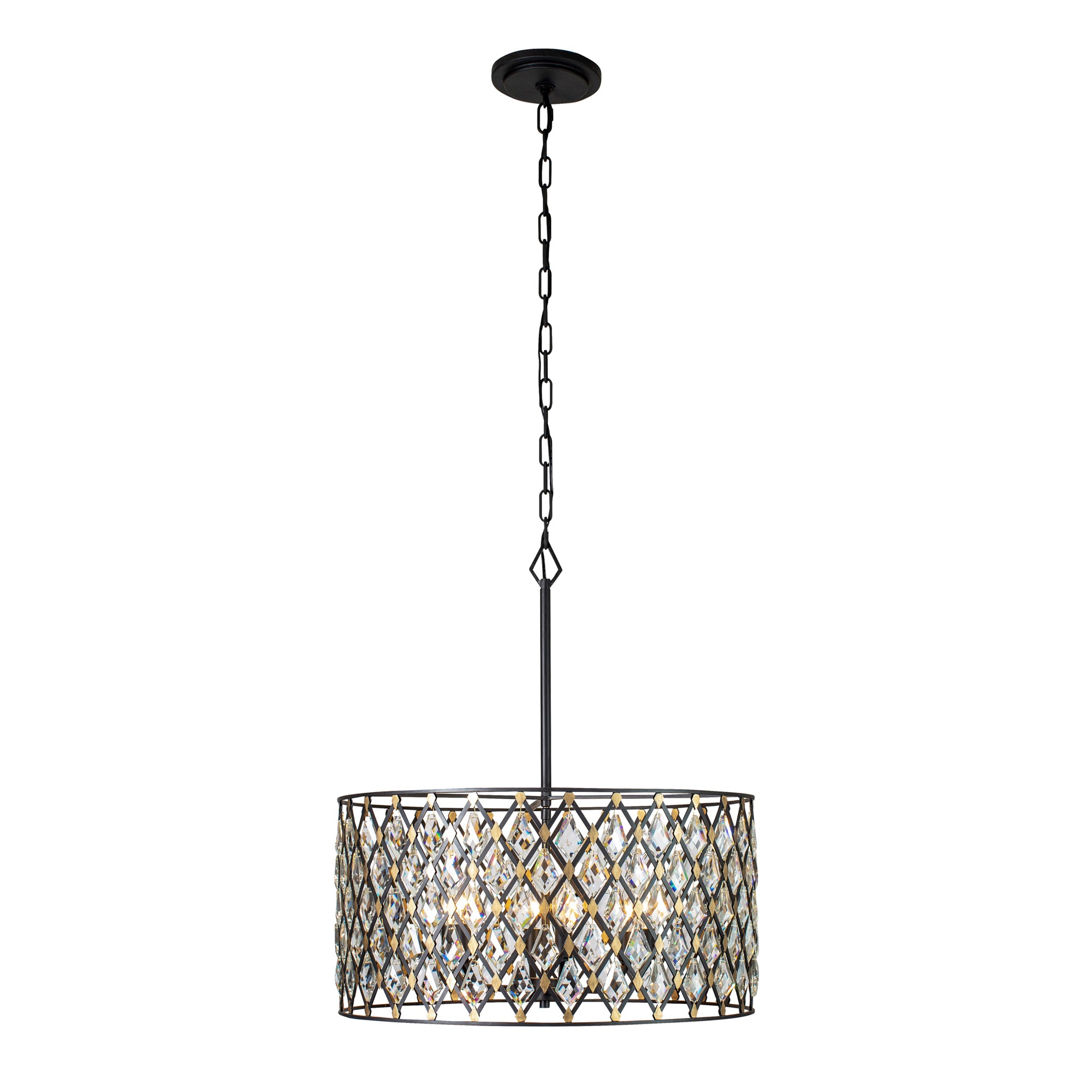 Windsor 6 Light Crystal Pendant - Carbon/Havana Gold