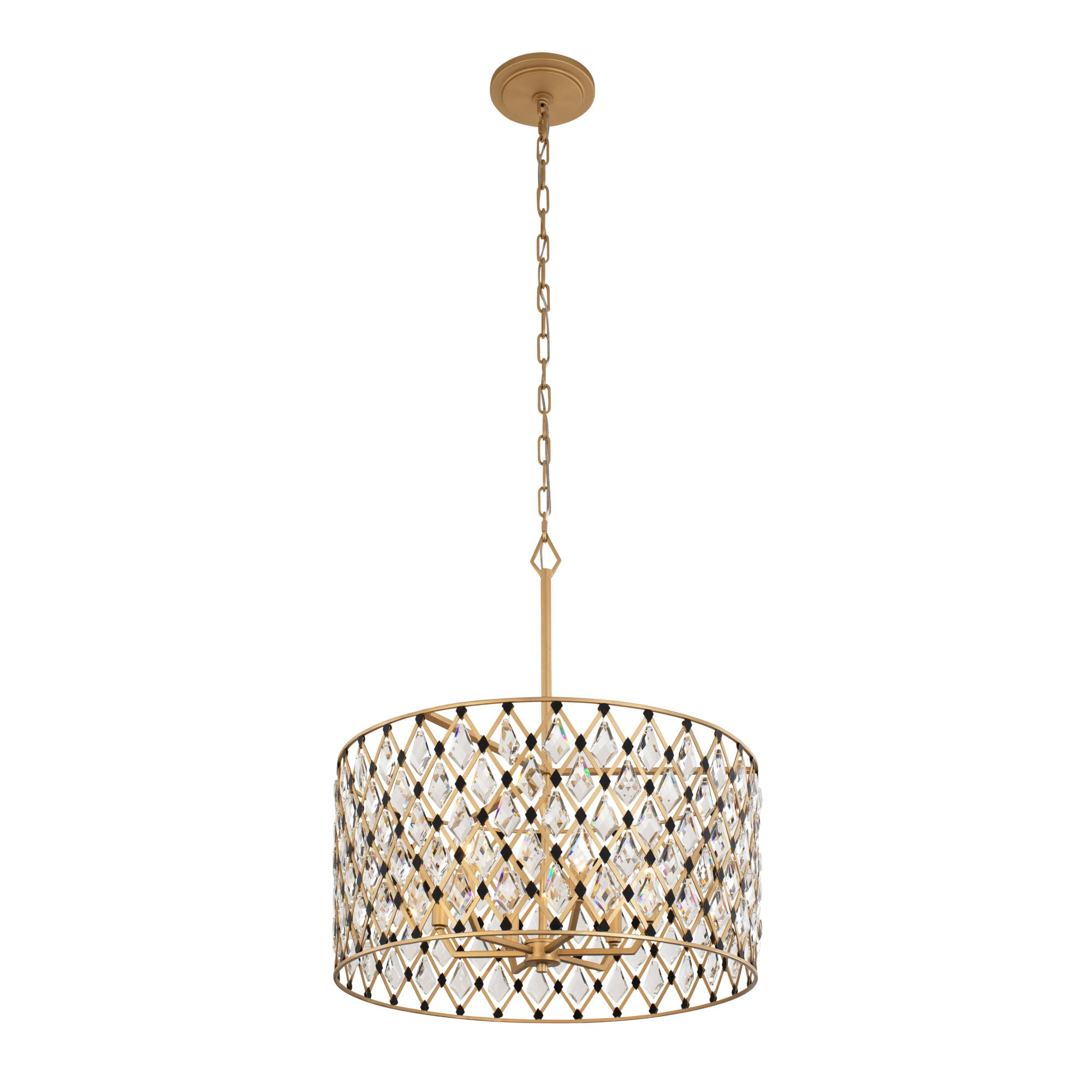 Windsor 6 Light Crystal Pendant - French Gold/Matte Black