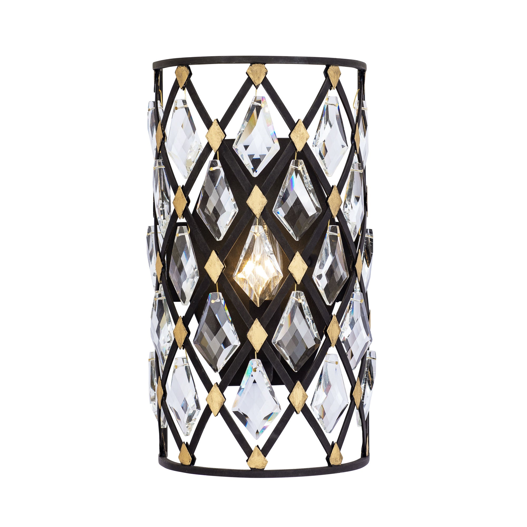 Windsor 1 Light Crystal Sconce - Carbon/Havana Gold