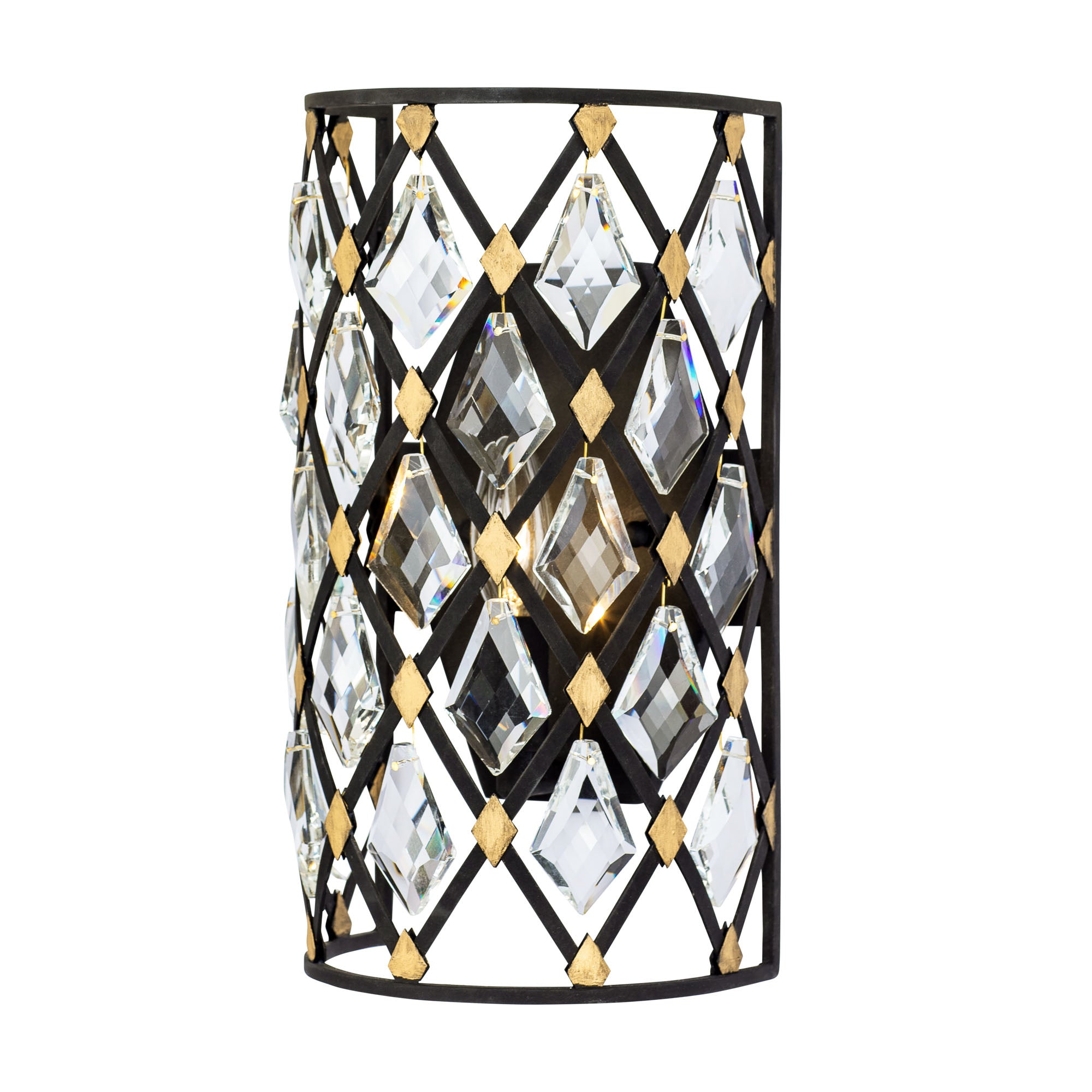 Windsor 1 Light Crystal Sconce - Carbon/Havana Gold