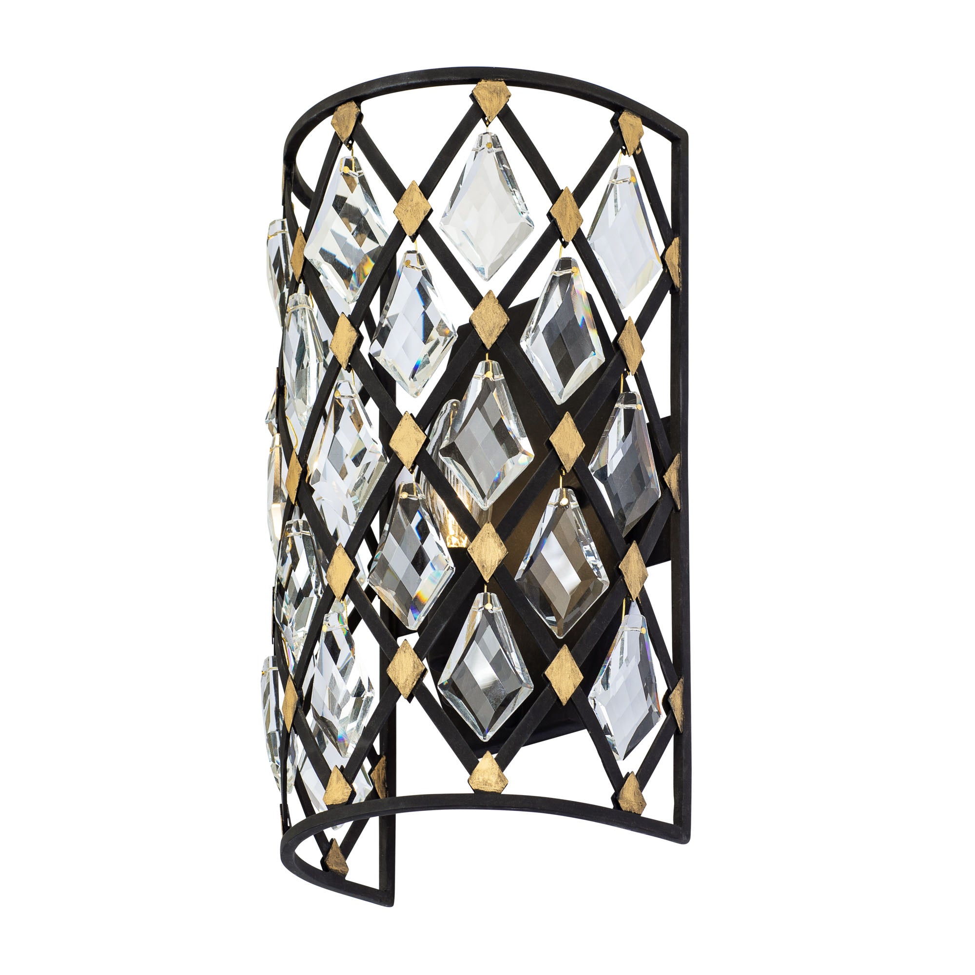 Windsor 1 Light Crystal Sconce - Carbon/Havana Gold