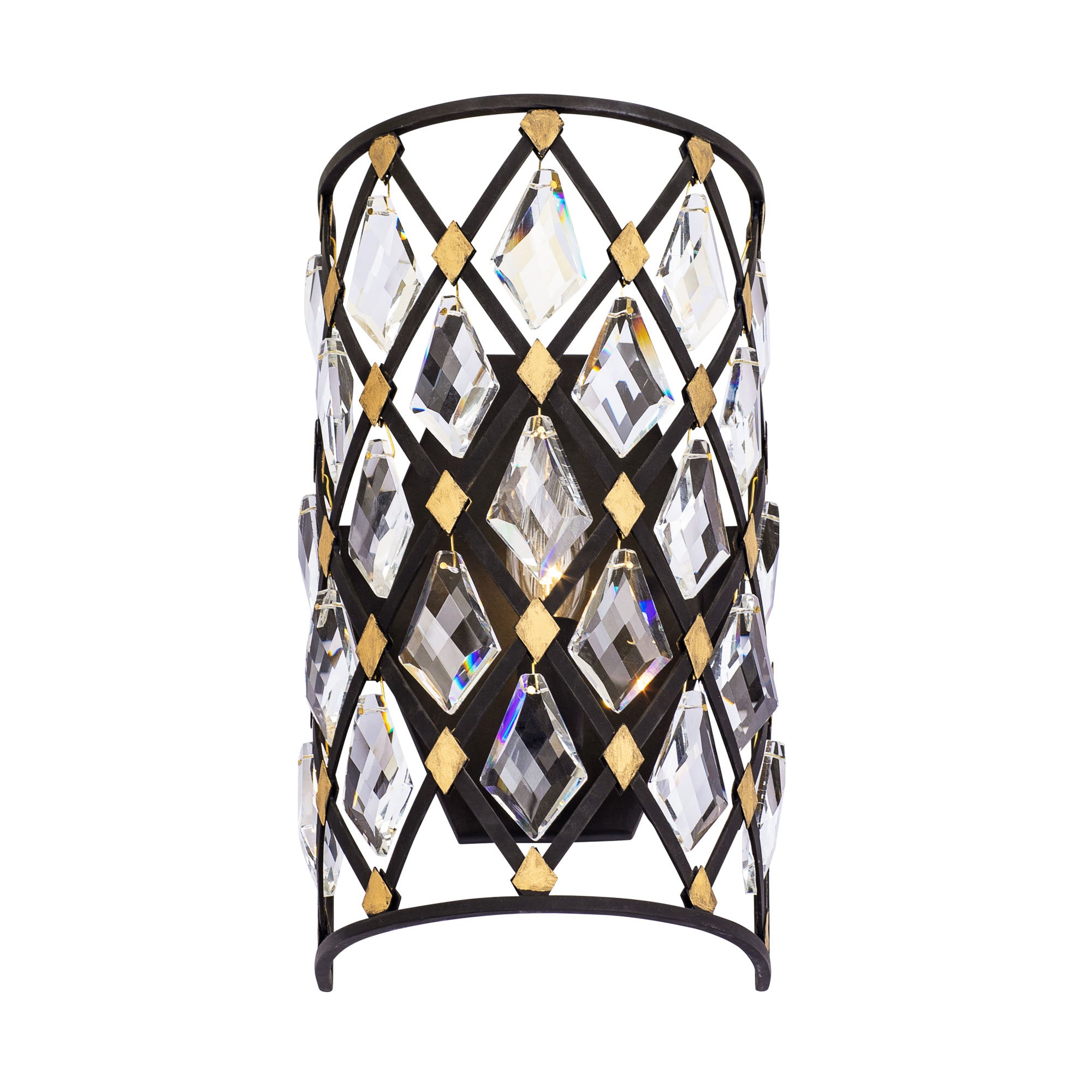 Windsor 1 Light Crystal Sconce - Carbon/Havana Gold