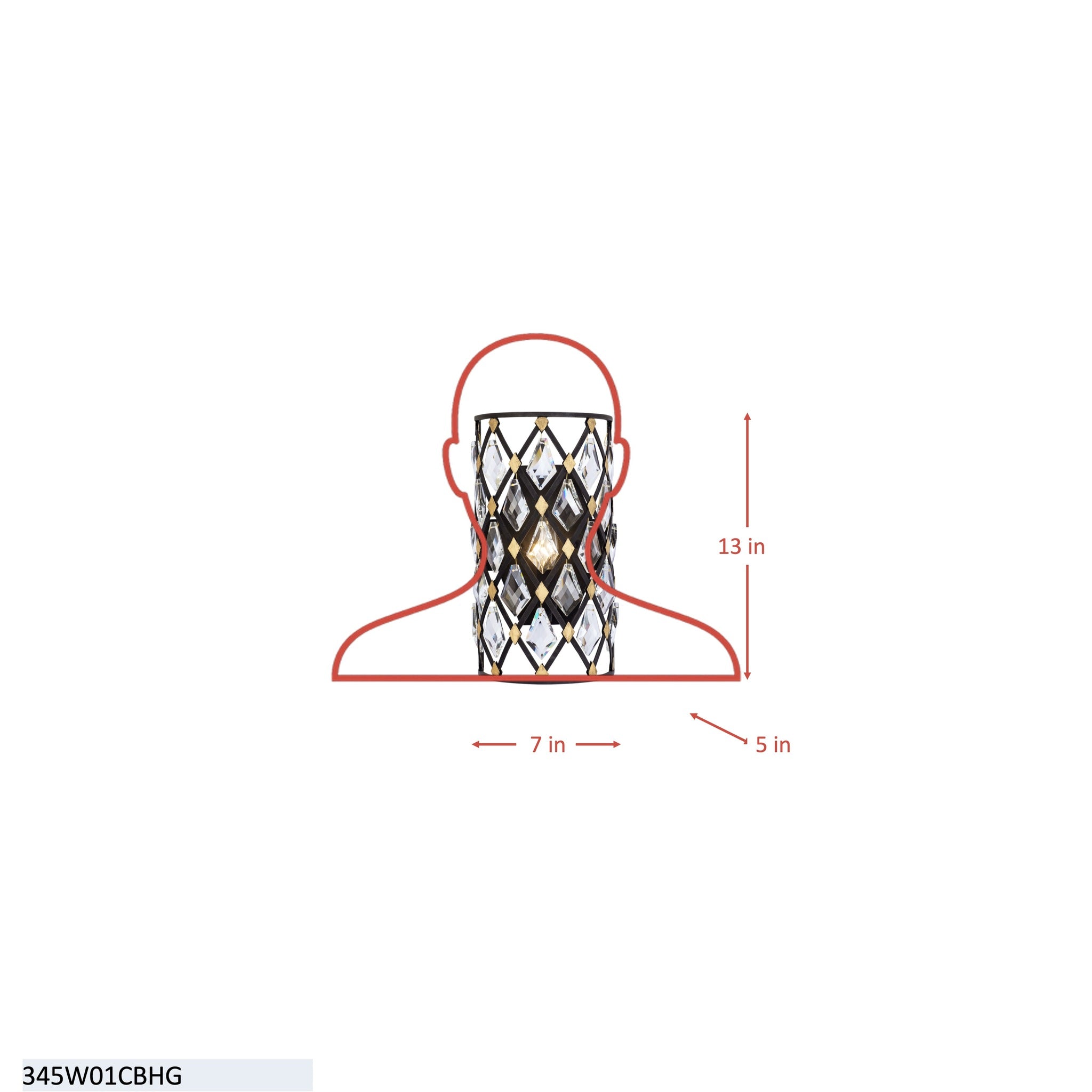 Windsor 1 Light Crystal Sconce - Carbon/Havana Gold