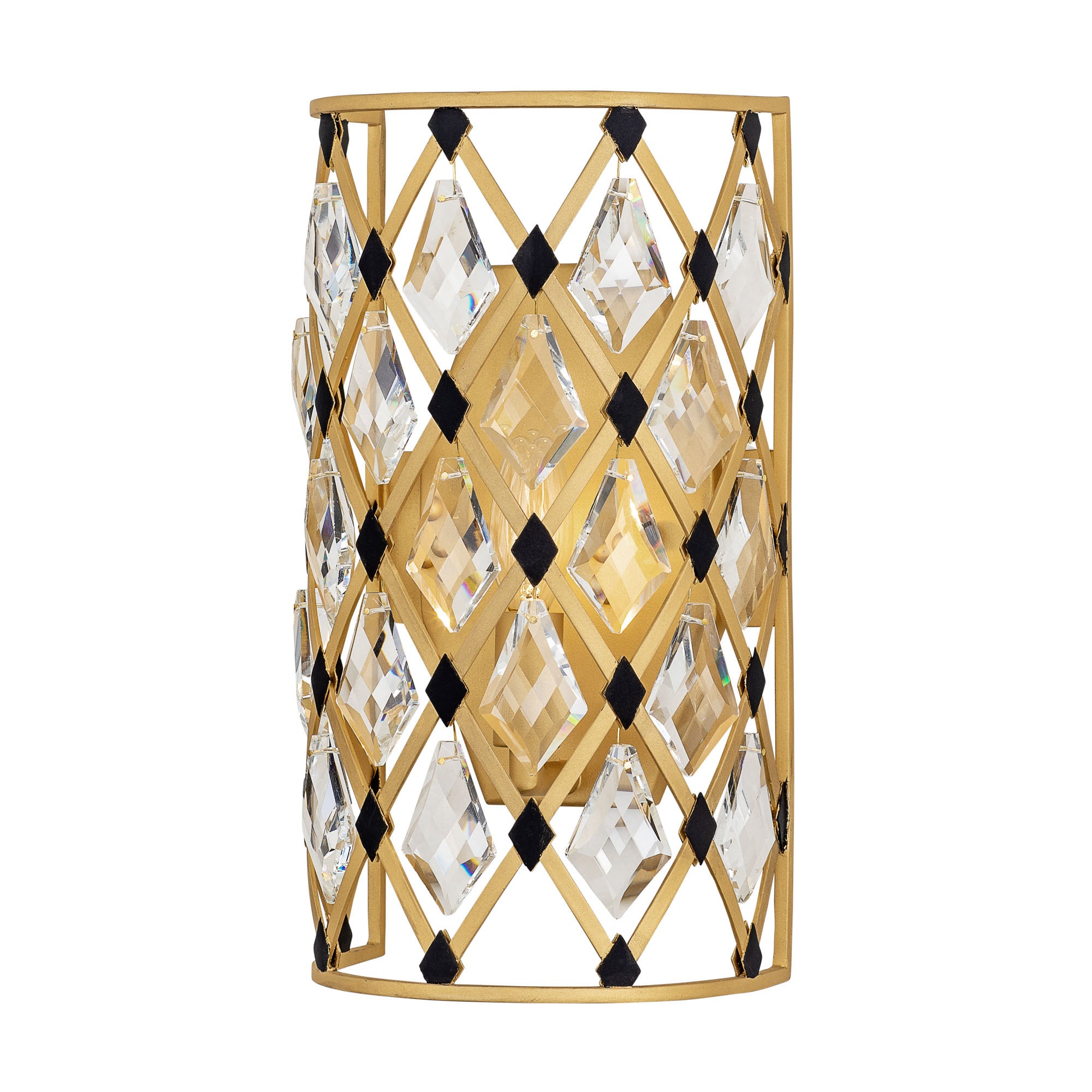 Windsor 1 Light Crystal Sconce - French Gold/Matte Black