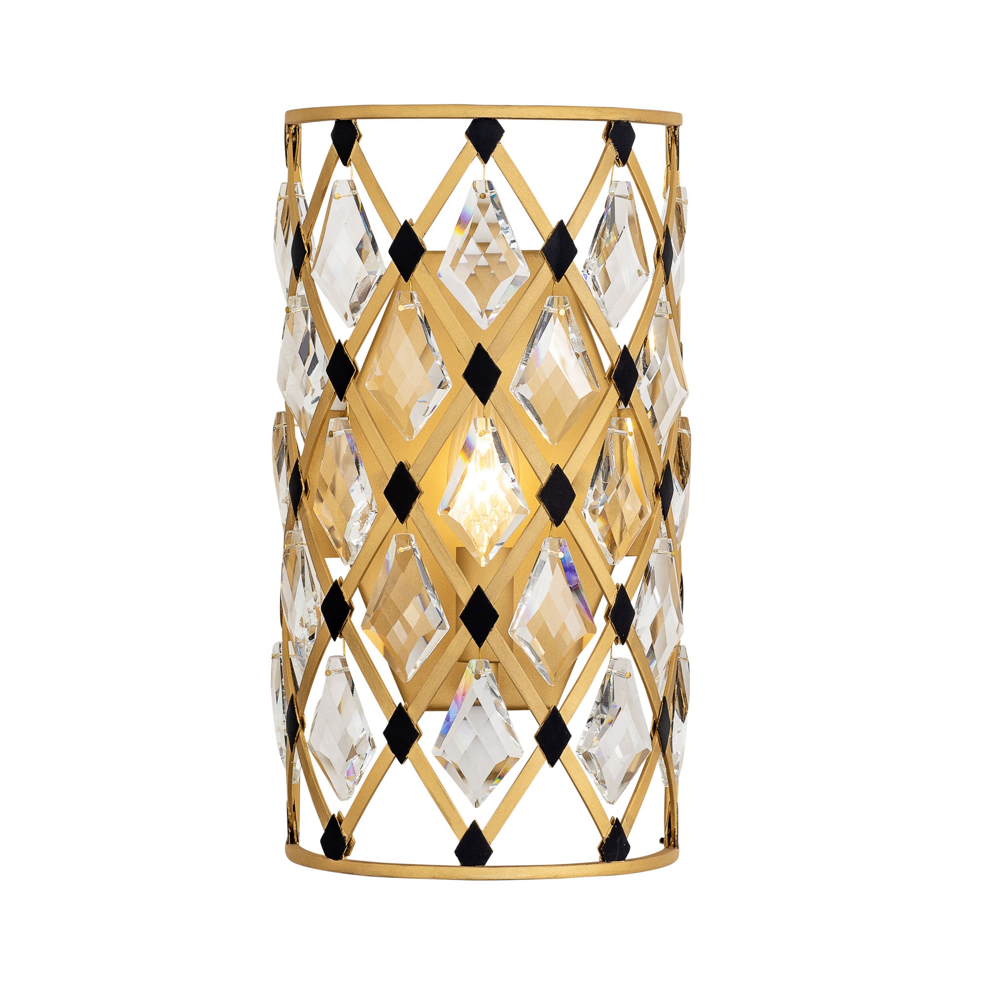 Windsor 1 Light Crystal Sconce - French Gold/Matte Black