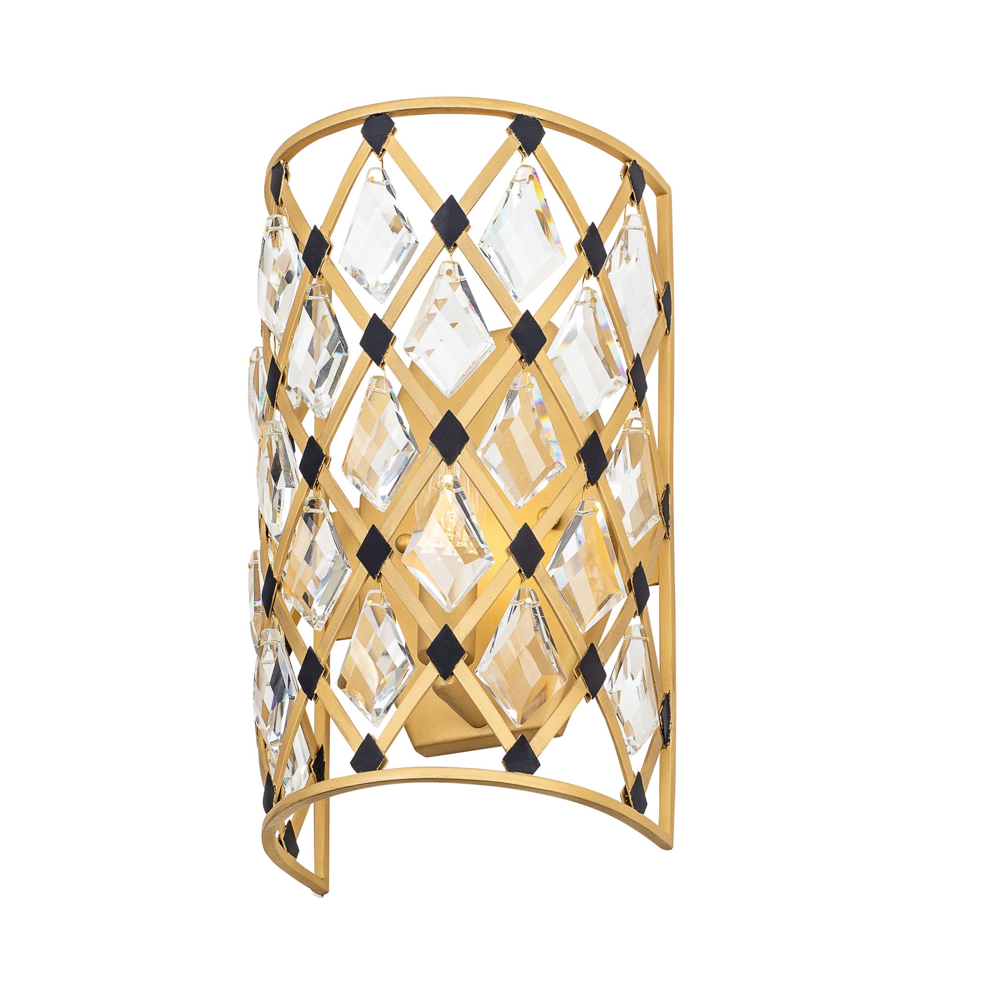 Windsor 1 Light Crystal Sconce - French Gold/Matte Black