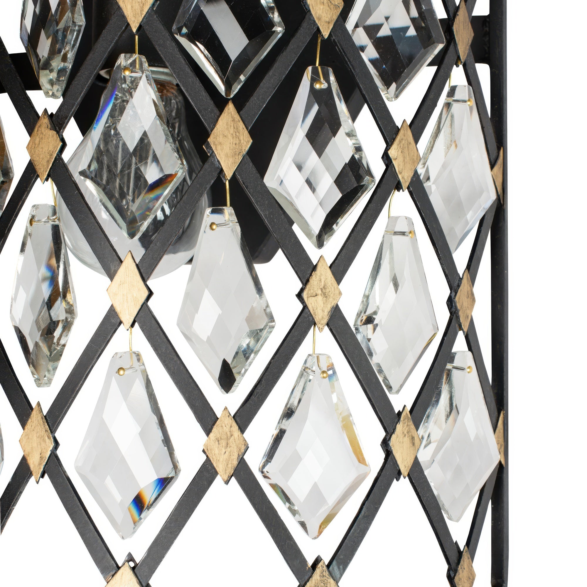 Windsor 2 Light Crystal Sconce/Bath - Carbon/Havana Gold