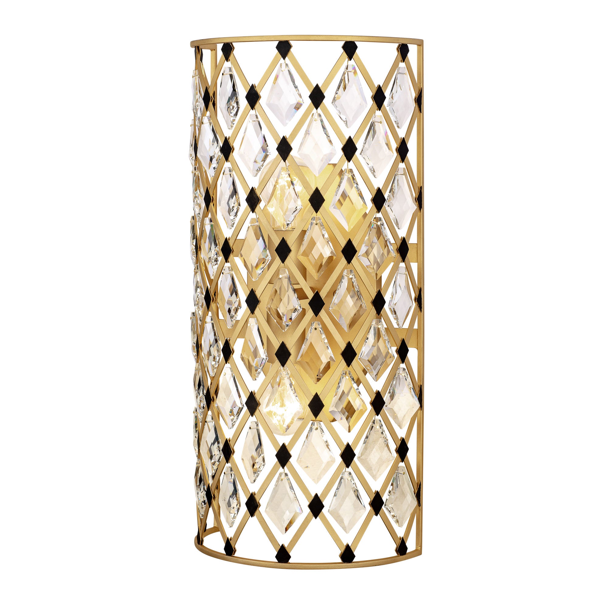 Windsor 2 Light Crystal Sconce - French Gold/Matte Black