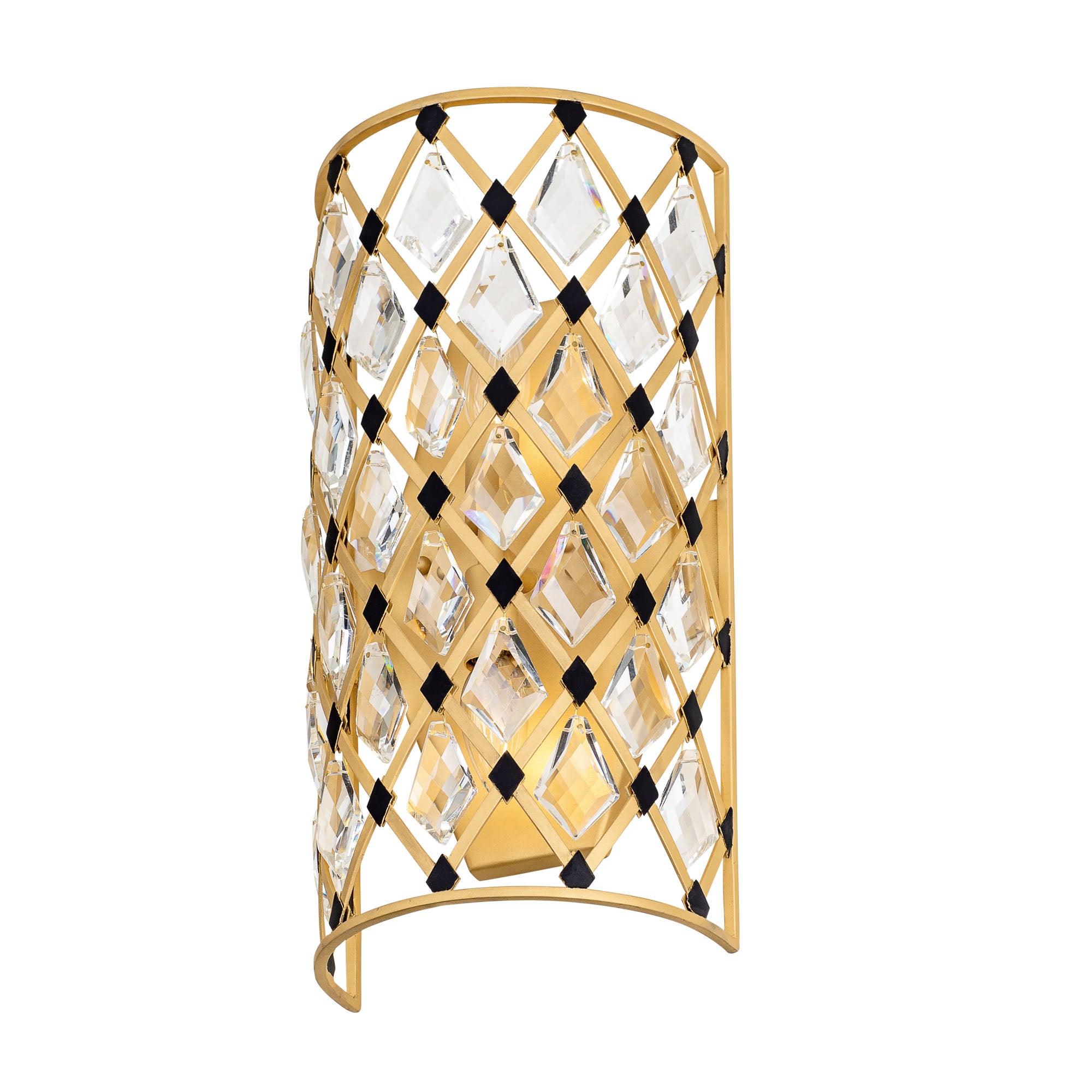 Windsor 2 Light Crystal Sconce - French Gold/Matte Black