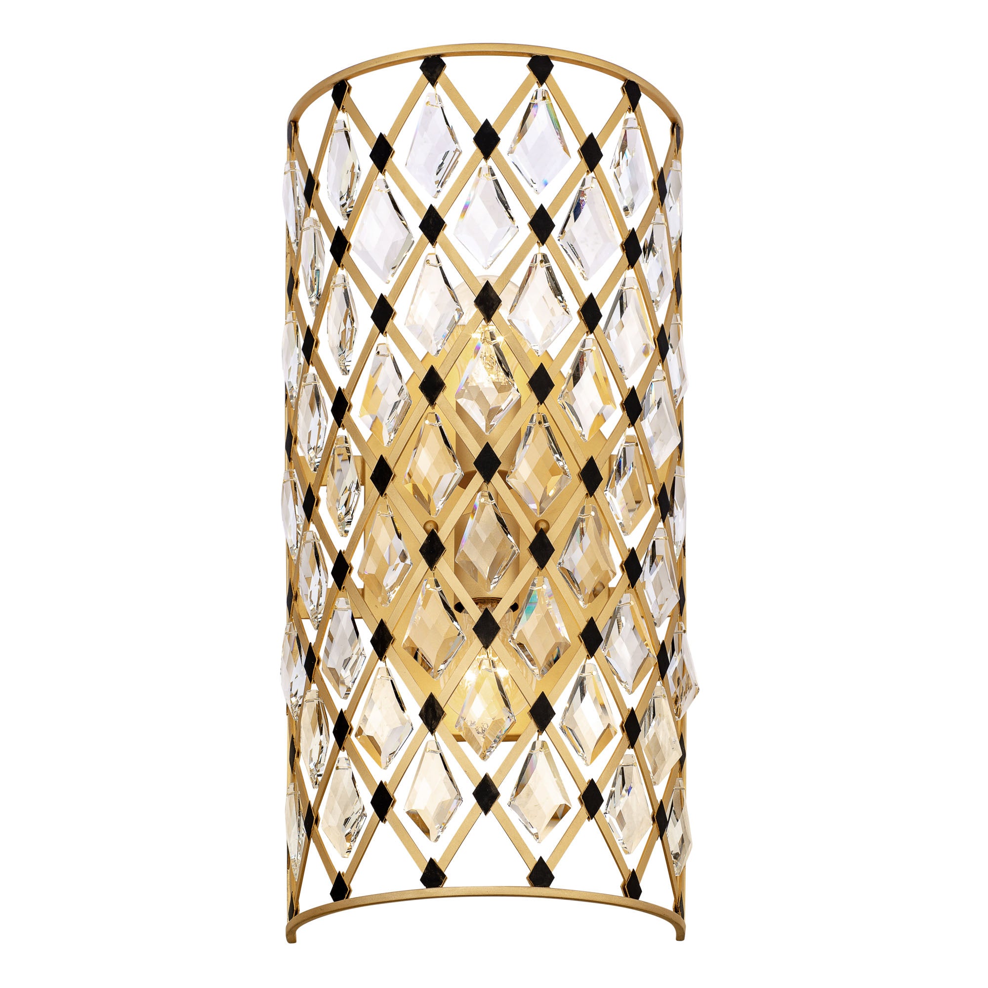 Windsor 2 Light Crystal Sconce - French Gold/Matte Black