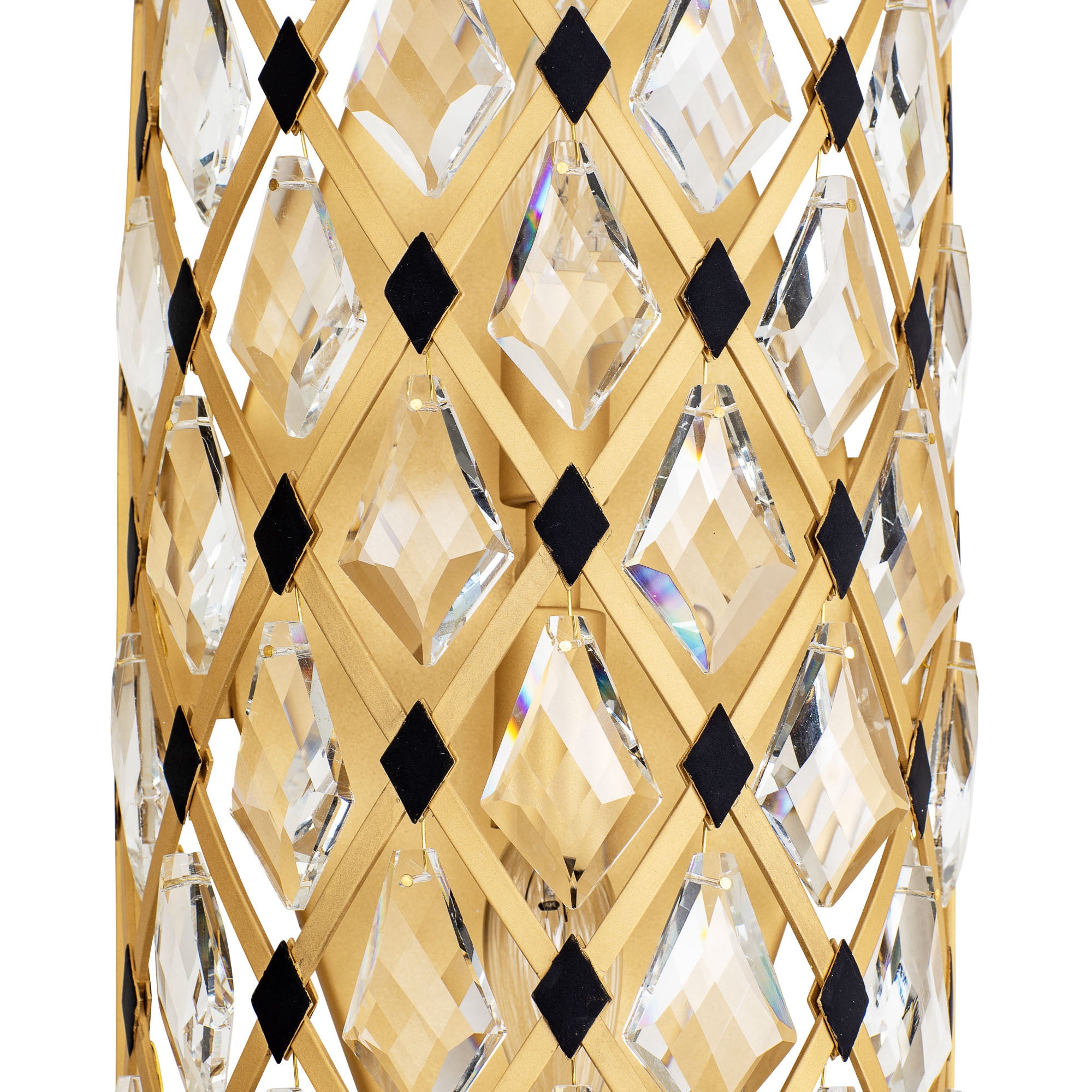 Windsor 2 Light Crystal Sconce - French Gold/Matte Black