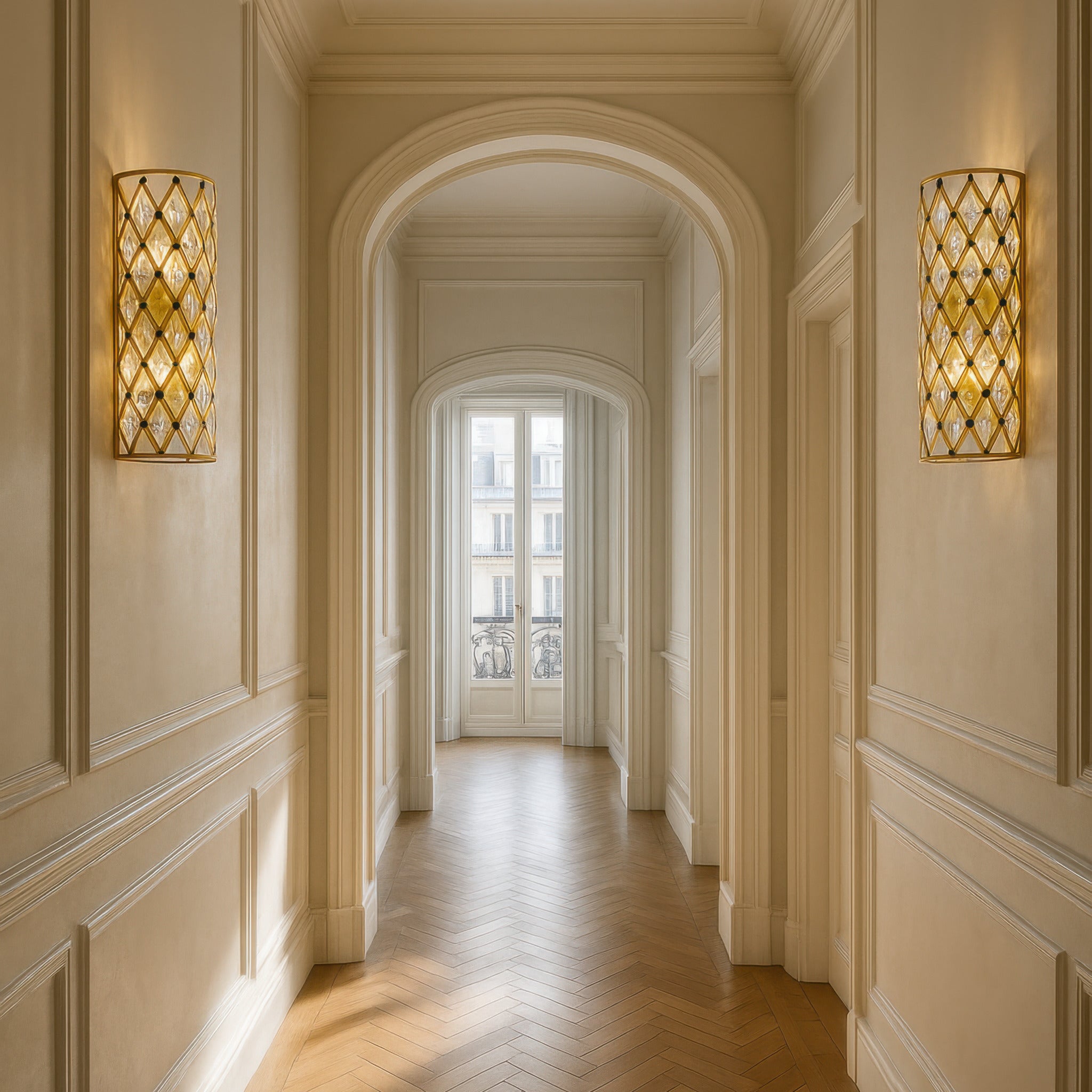 Windsor 2 Light Crystal Sconce - French Gold/Matte Black