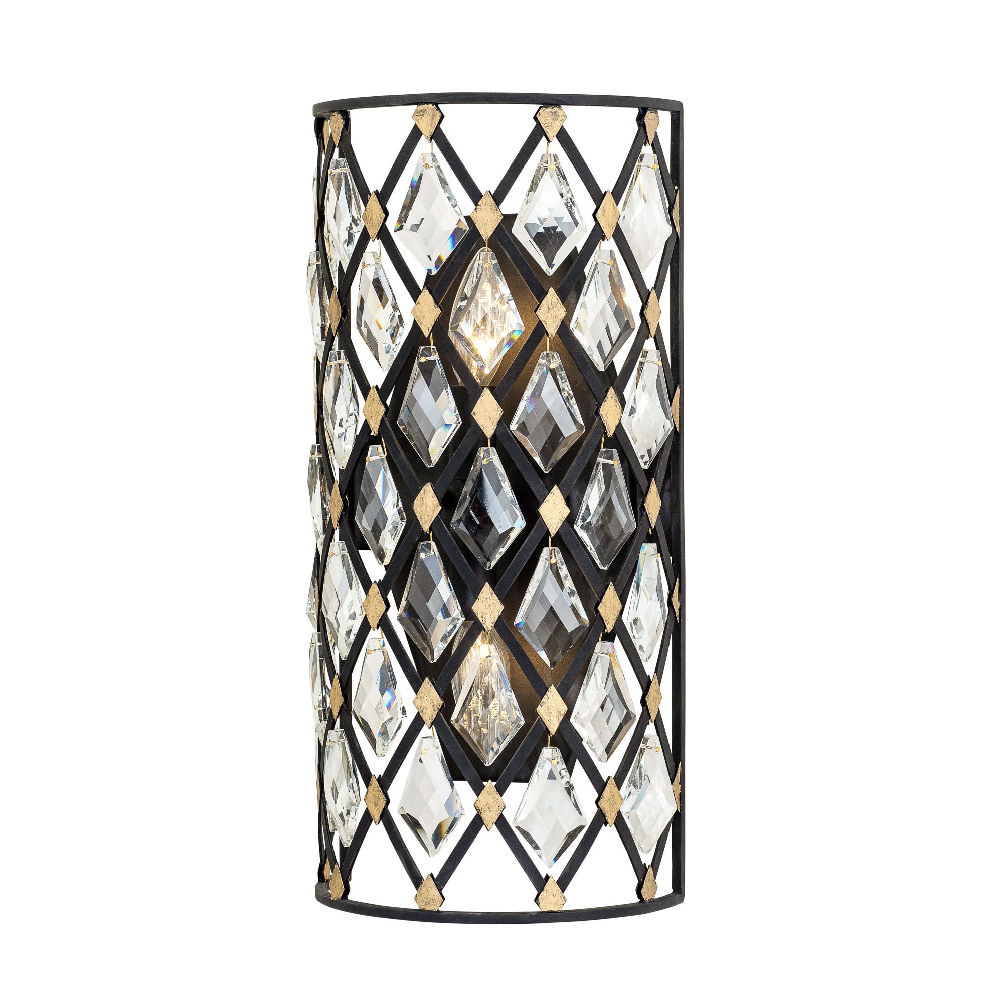 Windsor 2 Light Crystal Sconce - Carbon/Havana Gold