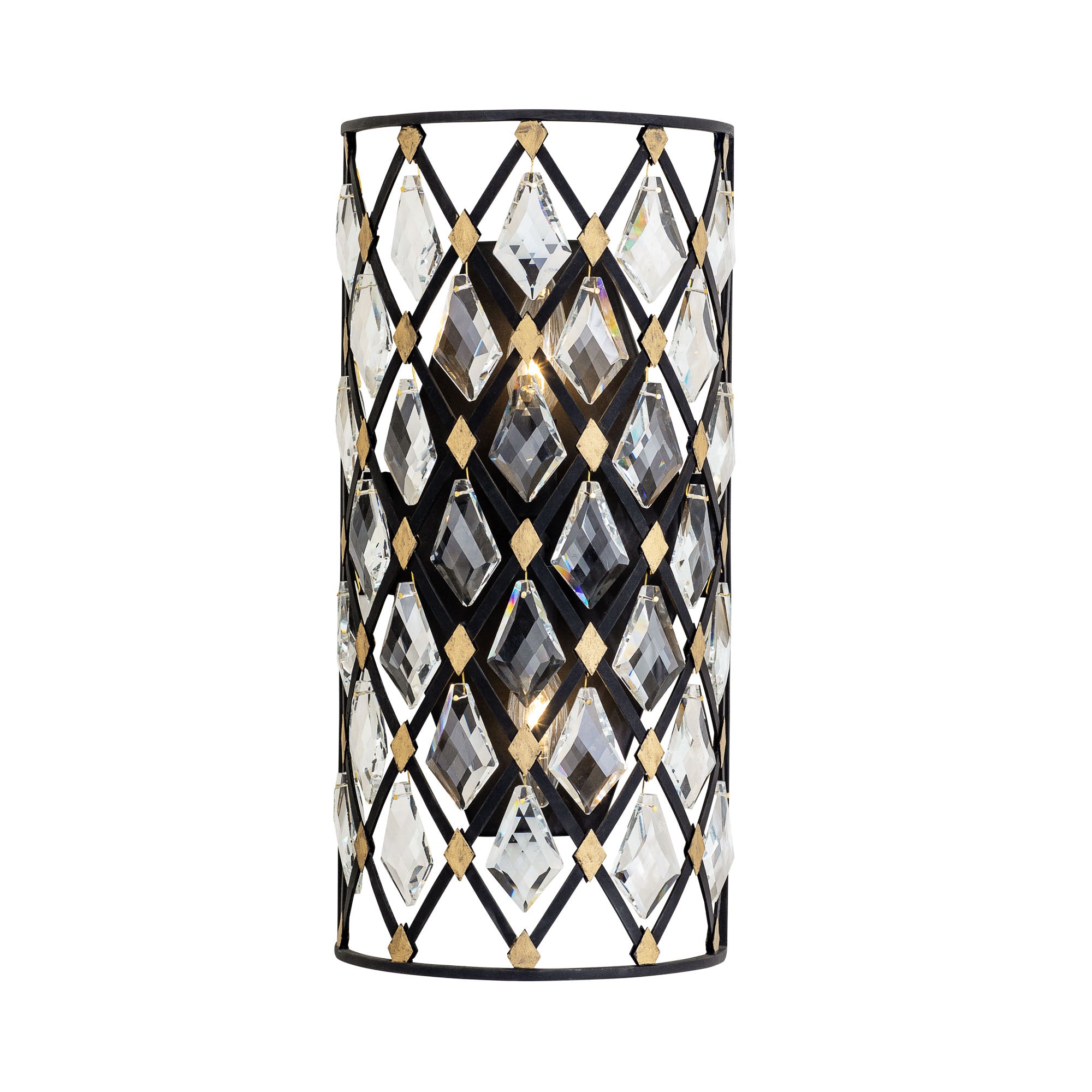 Windsor 2 Light Crystal Sconce - Carbon/Havana Gold
