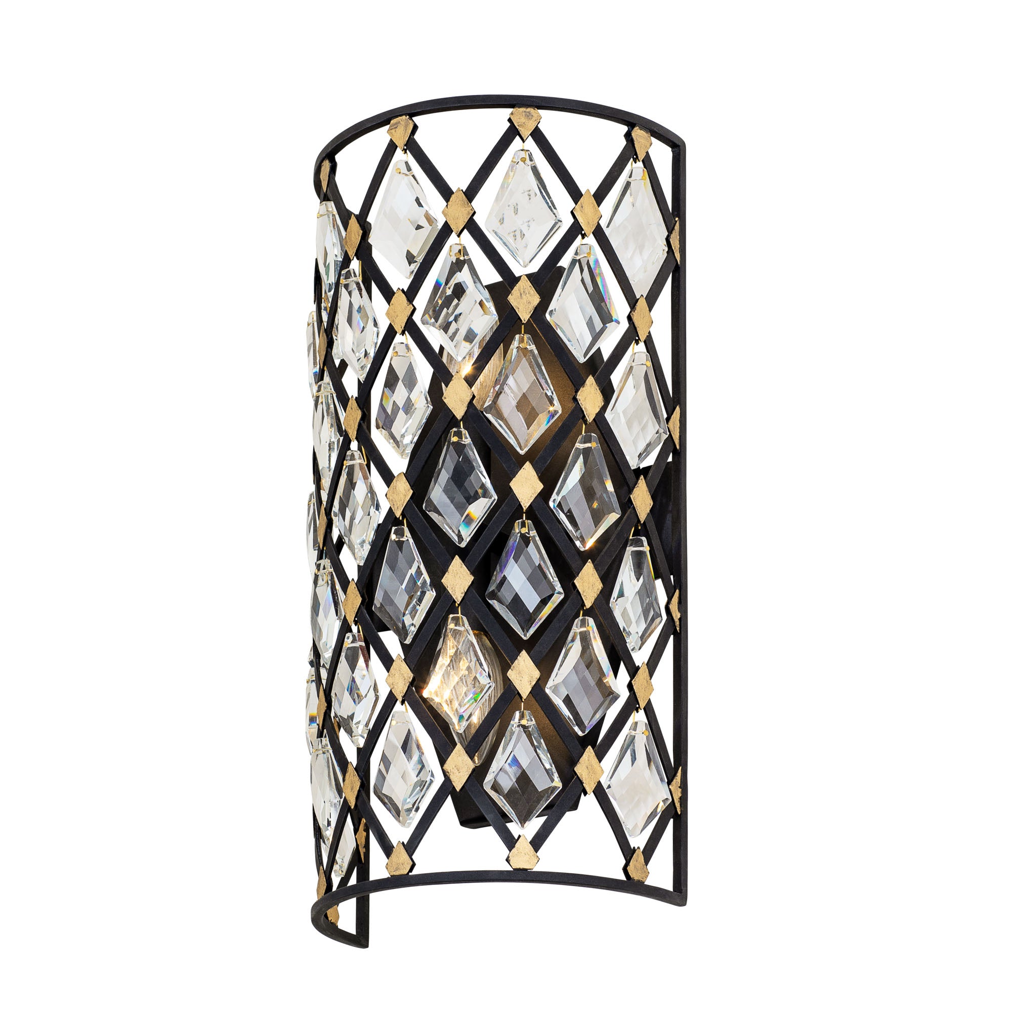 Windsor 2 Light Crystal Sconce - Carbon/Havana Gold