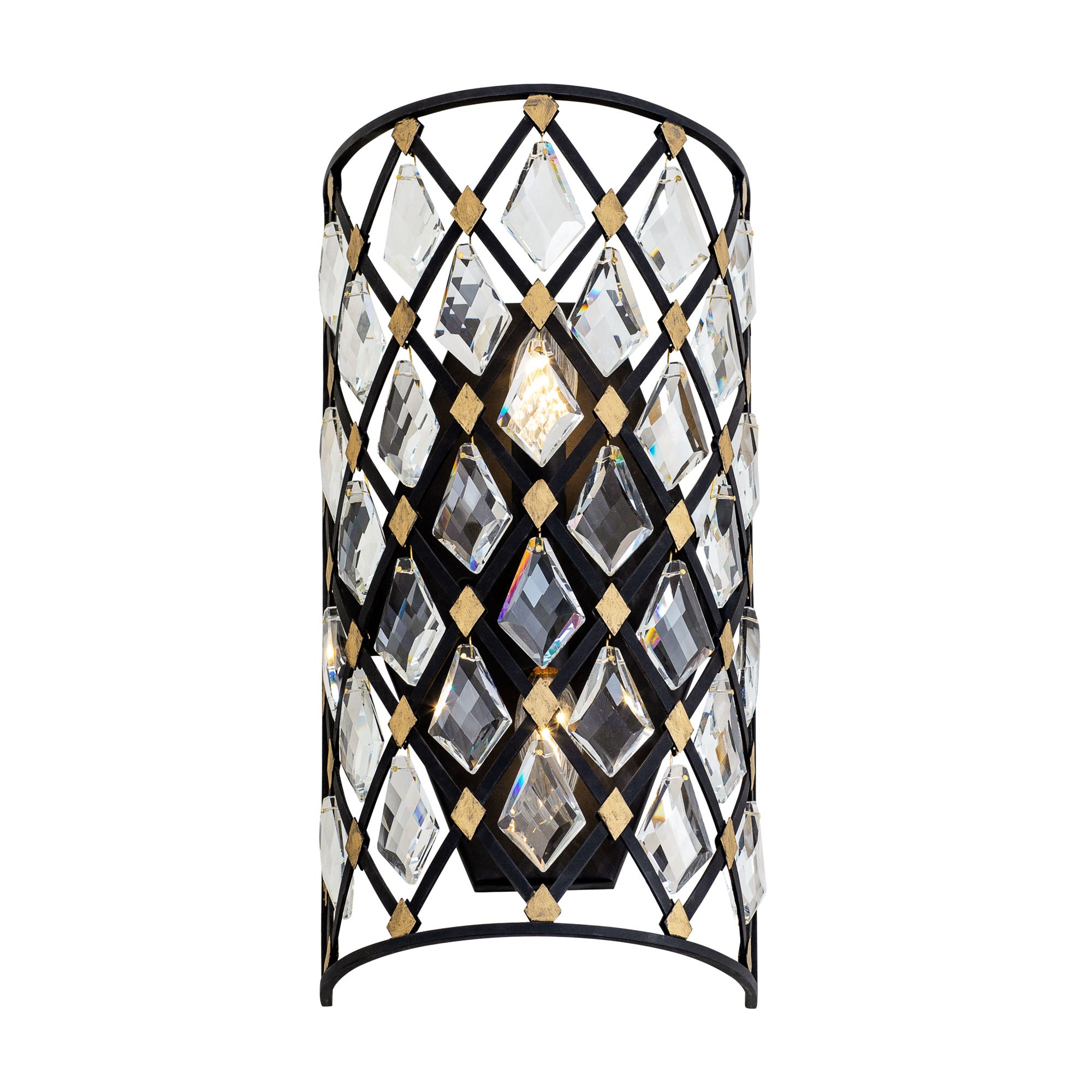 Windsor 2 Light Crystal Sconce - Carbon/Havana Gold