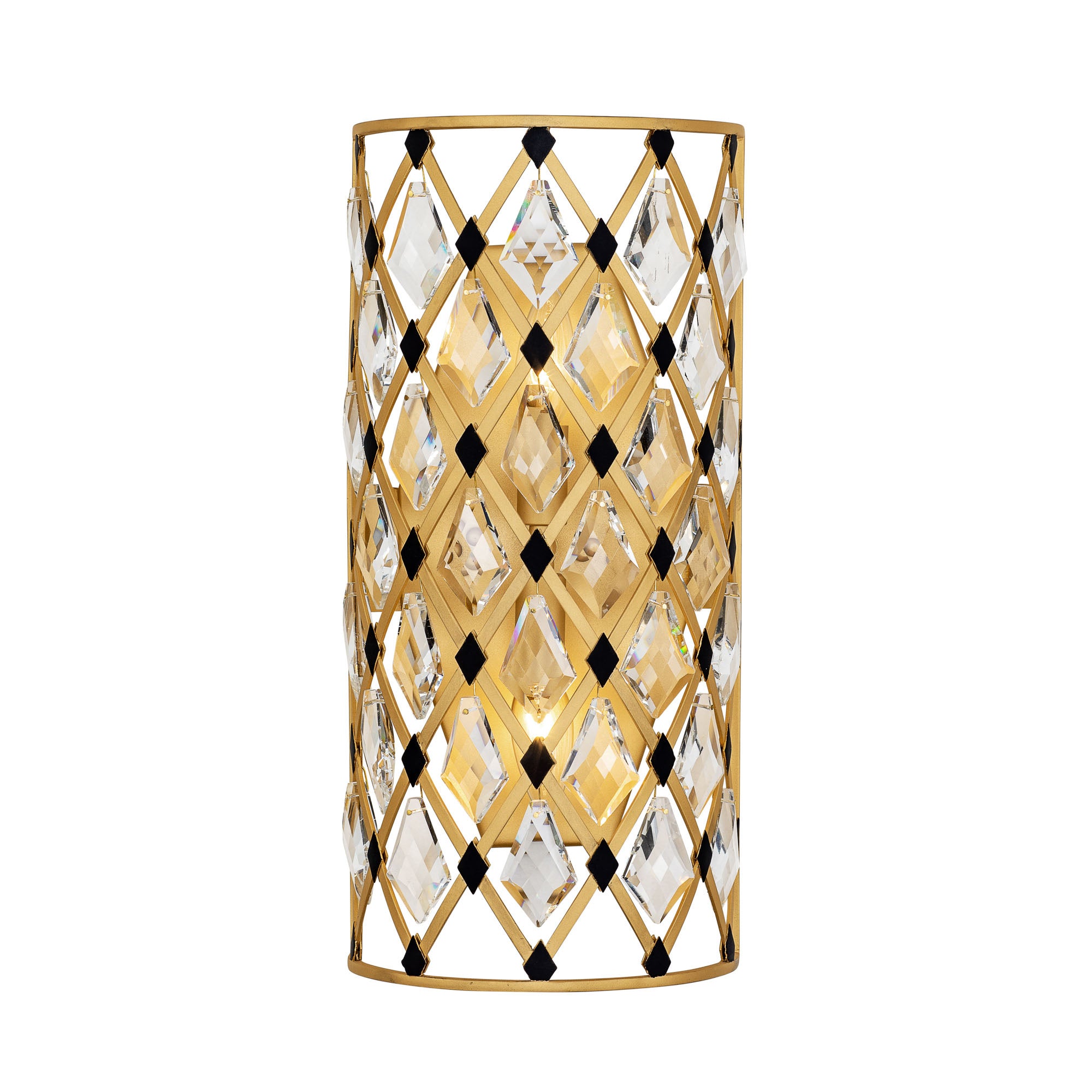 Windsor 2 Light Small Crystal Sconce - French Gold/Matte Black