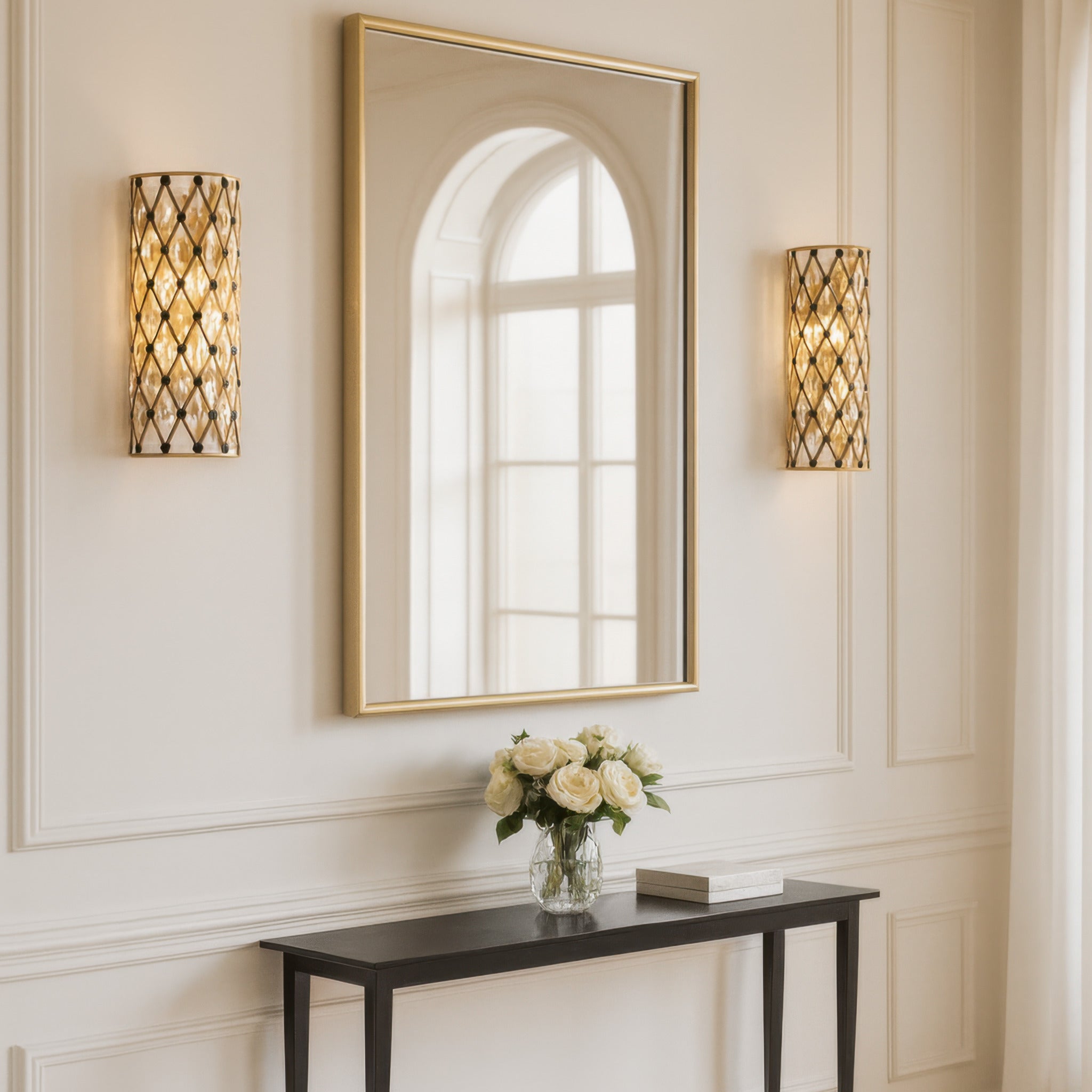 Windsor 2 Light Small Crystal Sconce - French Gold/Matte Black