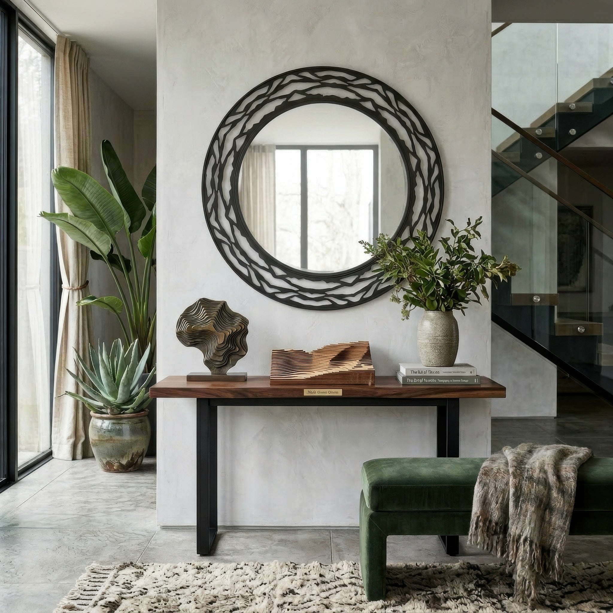 Kato 33-in Round Mirror - Carbon