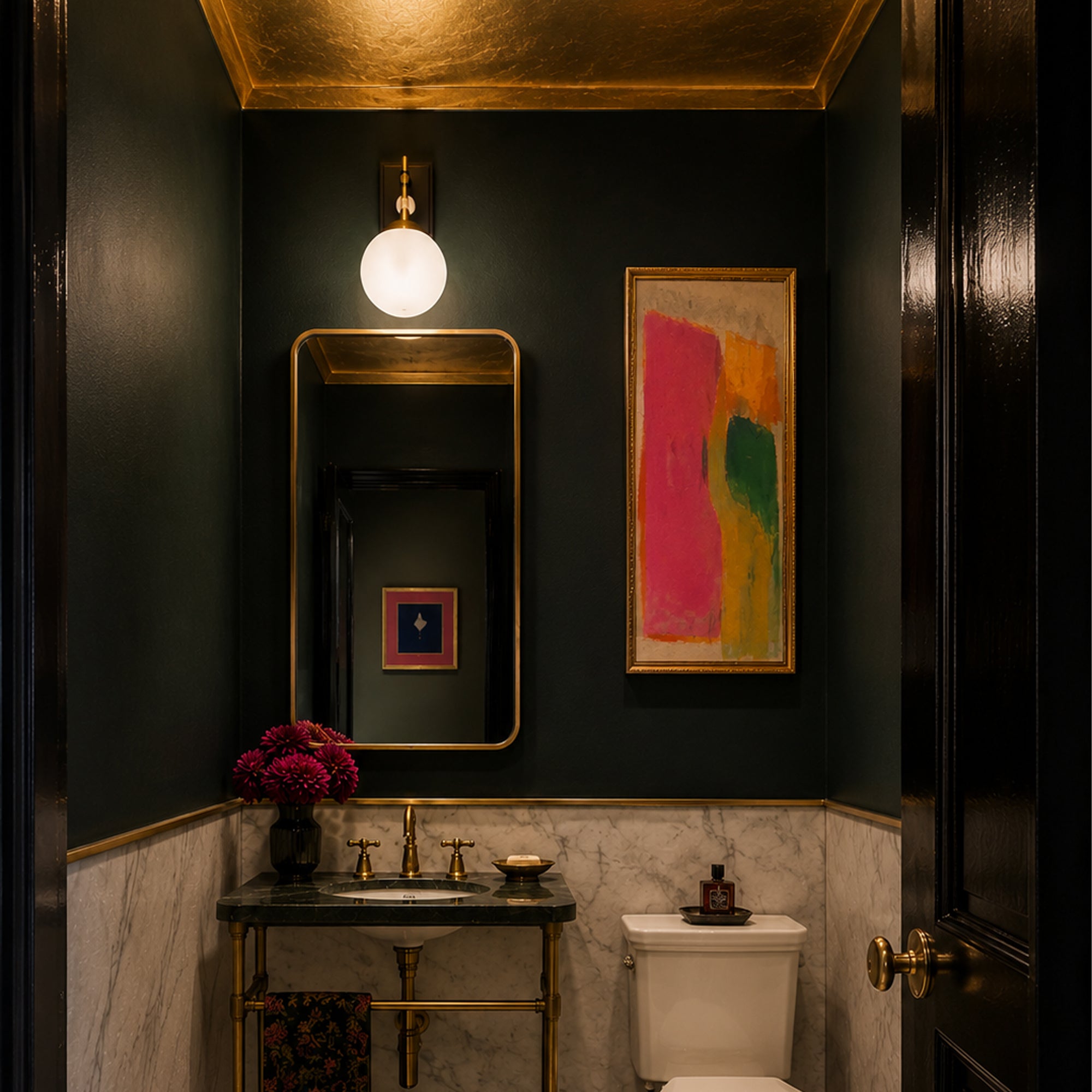 Allie 1 Light Bath - Black/Satin Brass