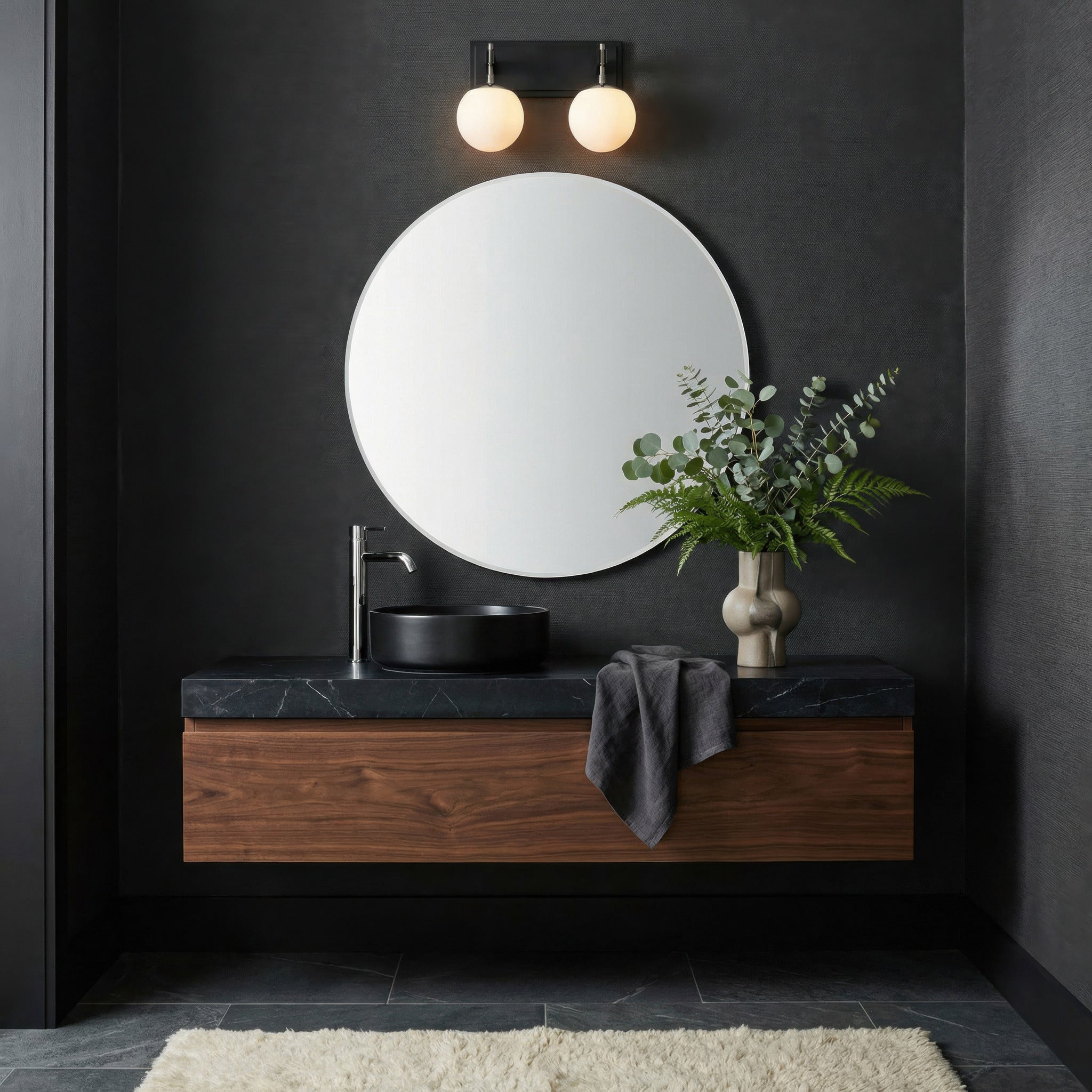 Allie 2 Light Bath - Black/Polished Nickel