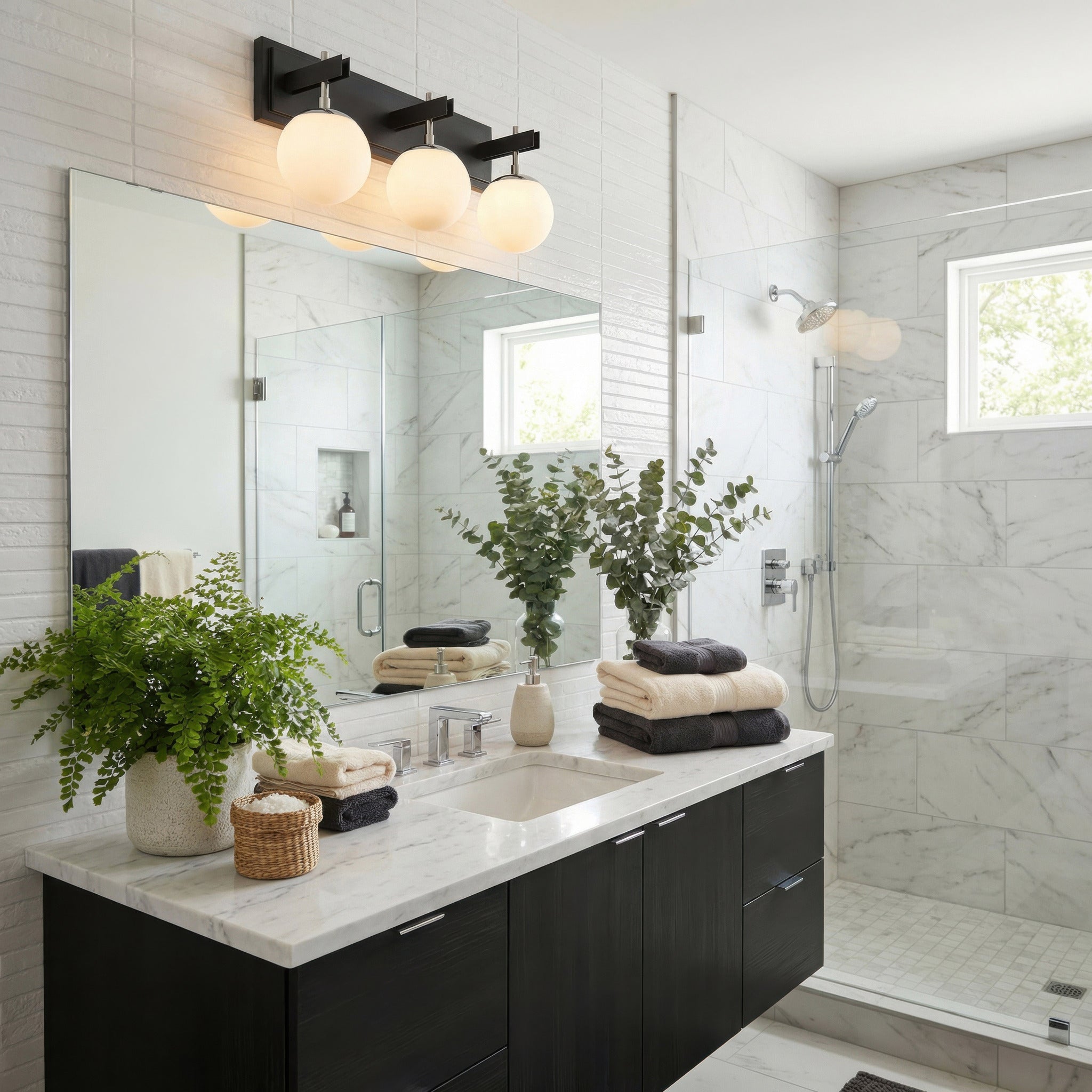 Allie 3 Light Bath - Black/Polished Nickel
