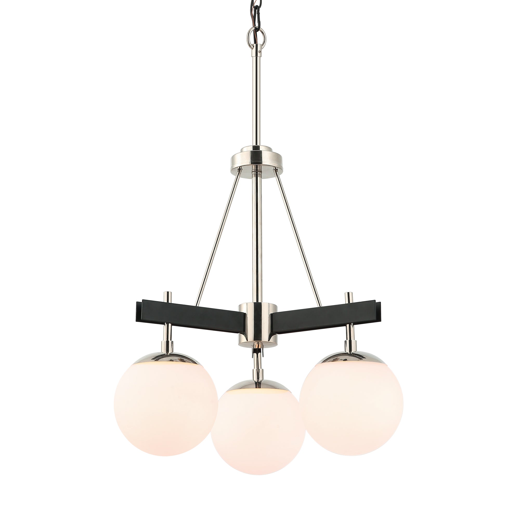 Allie 3 Light Chandelier - Black/Polished Nickel