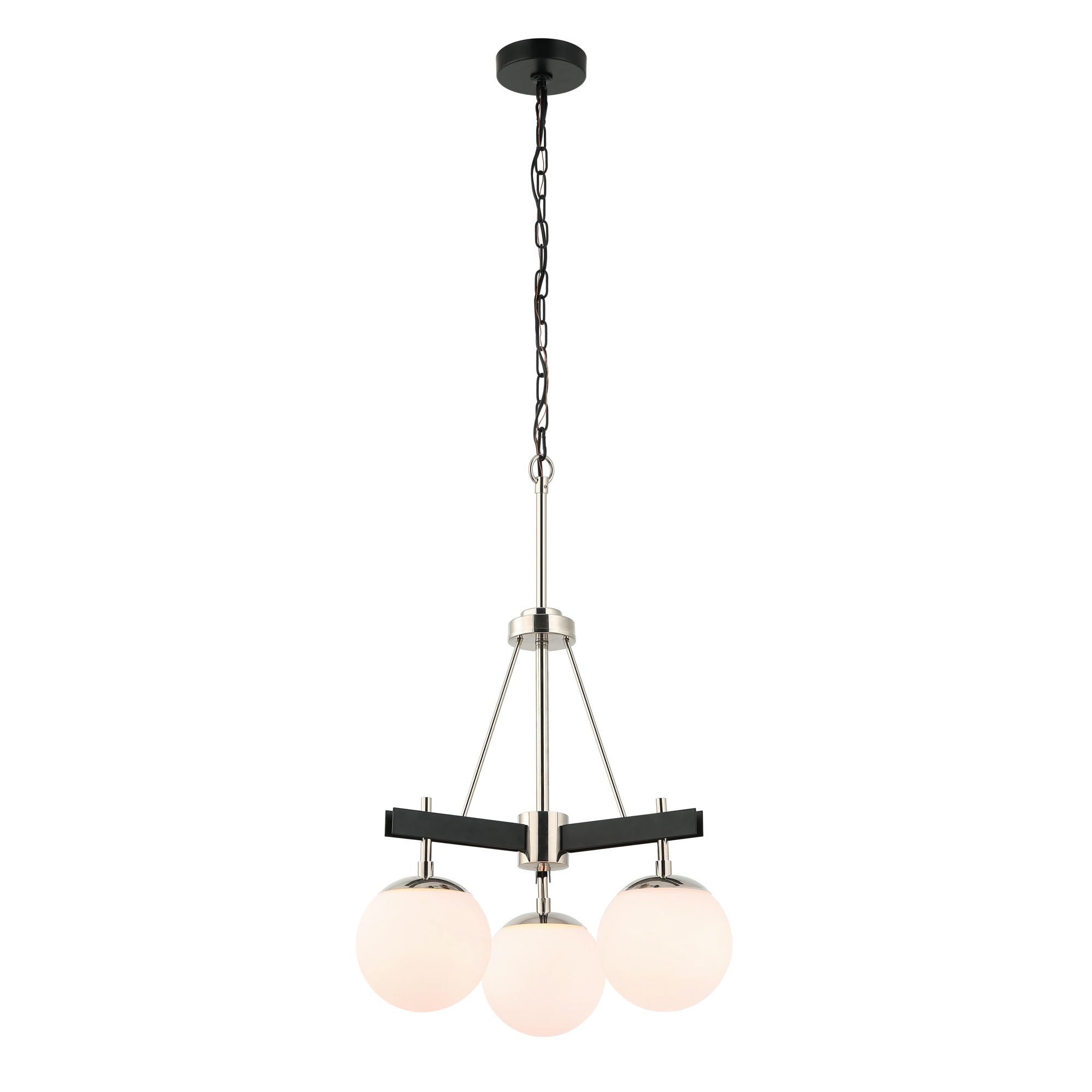 Allie 3 Light Chandelier - Black/Polished Nickel