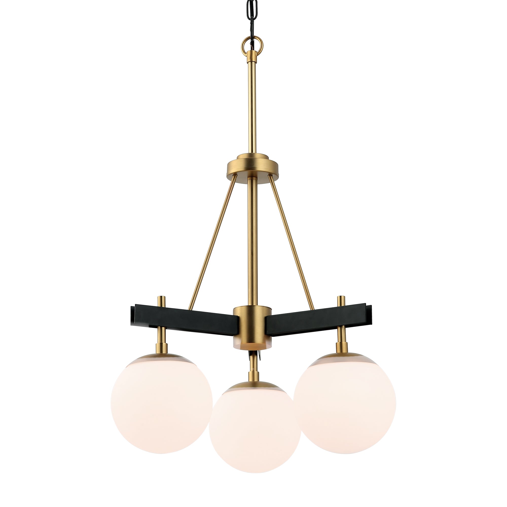 Allie 3 Light Chandelier - Black/Satin Brass