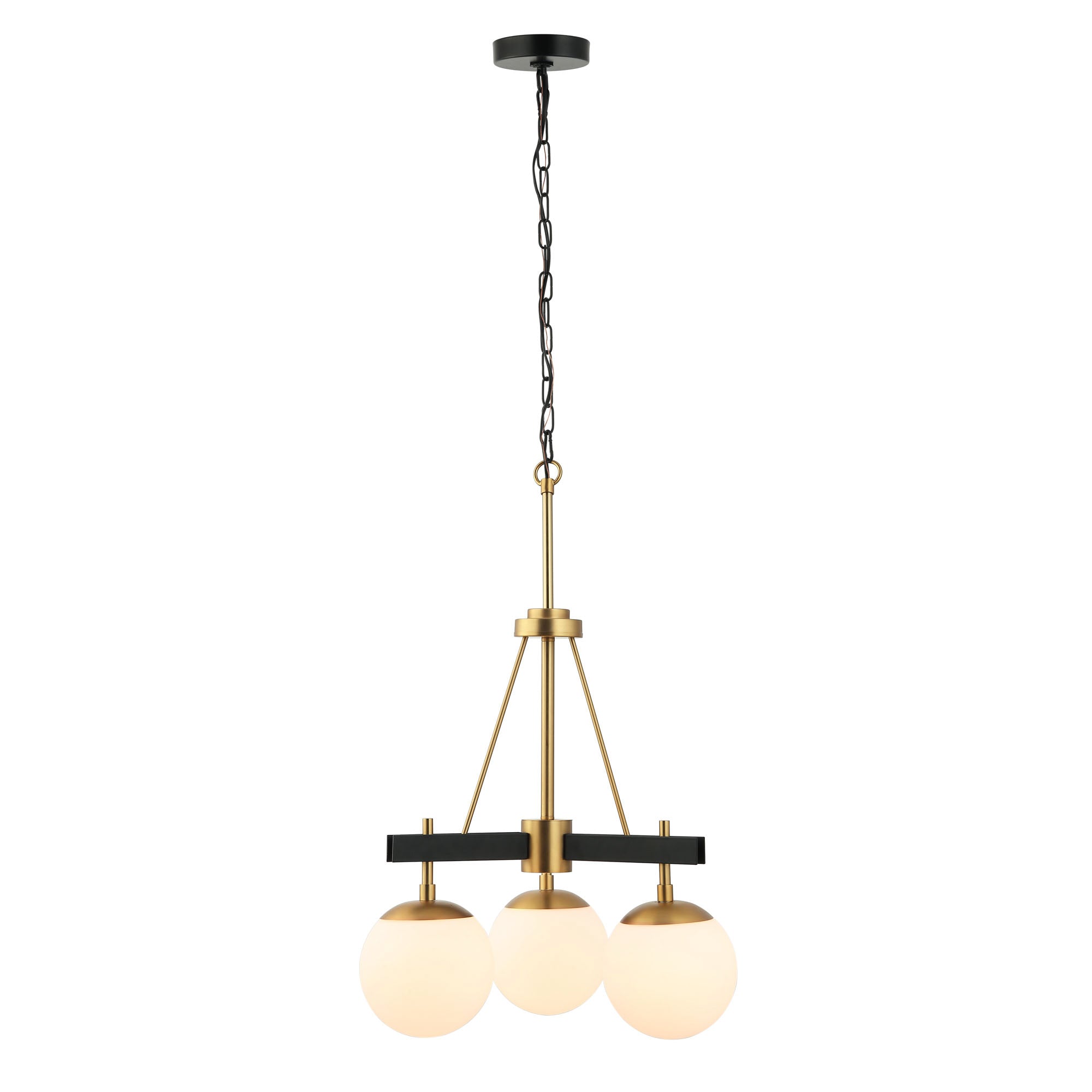 Allie 3 Light Chandelier - Black/Satin Brass