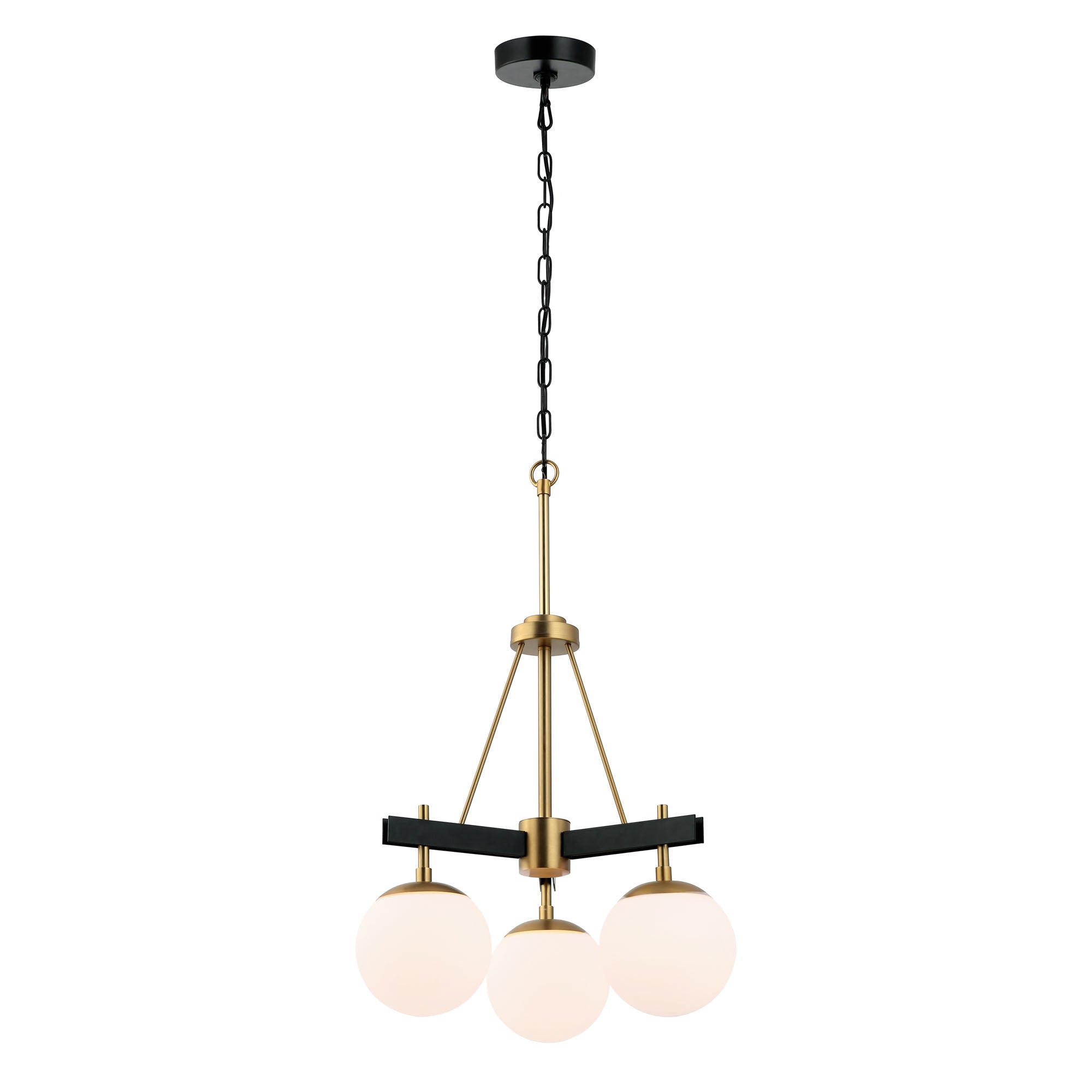 Allie 3 Light Chandelier - Black/Satin Brass