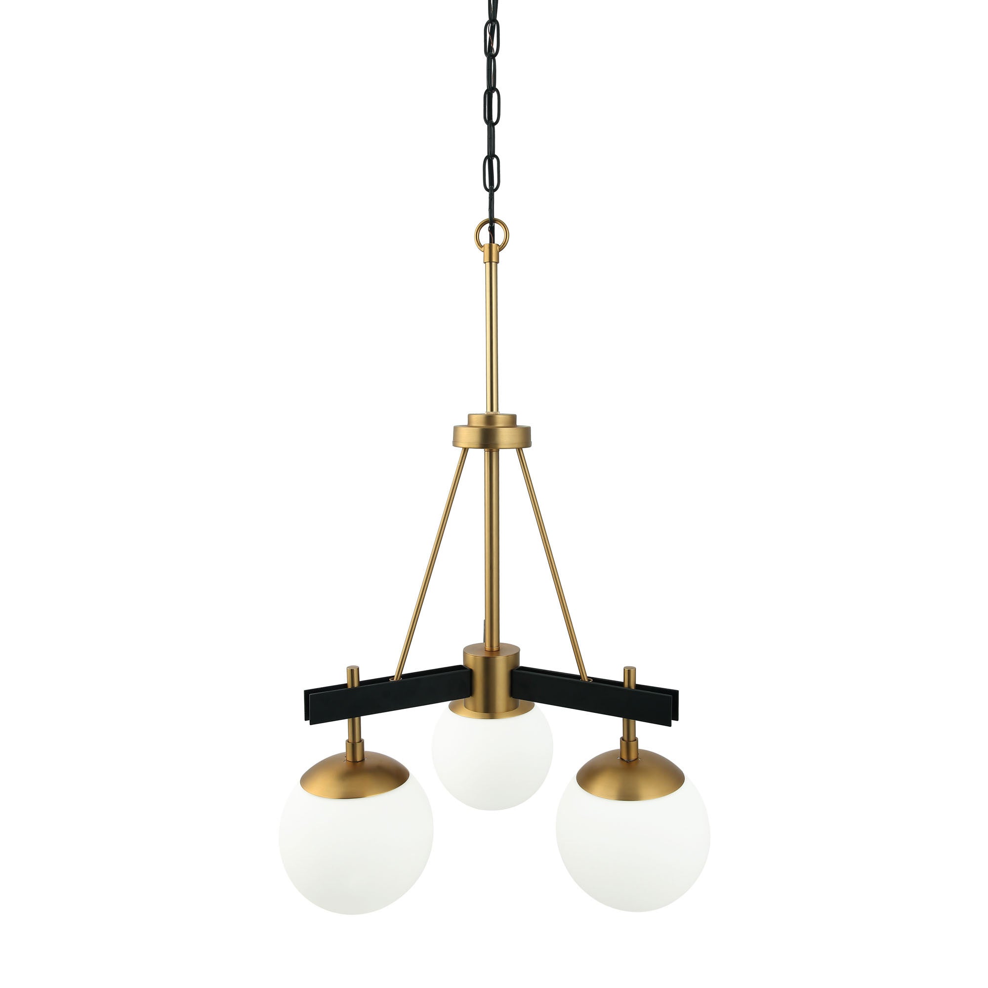 Allie 3 Light Chandelier - Black/Satin Brass
