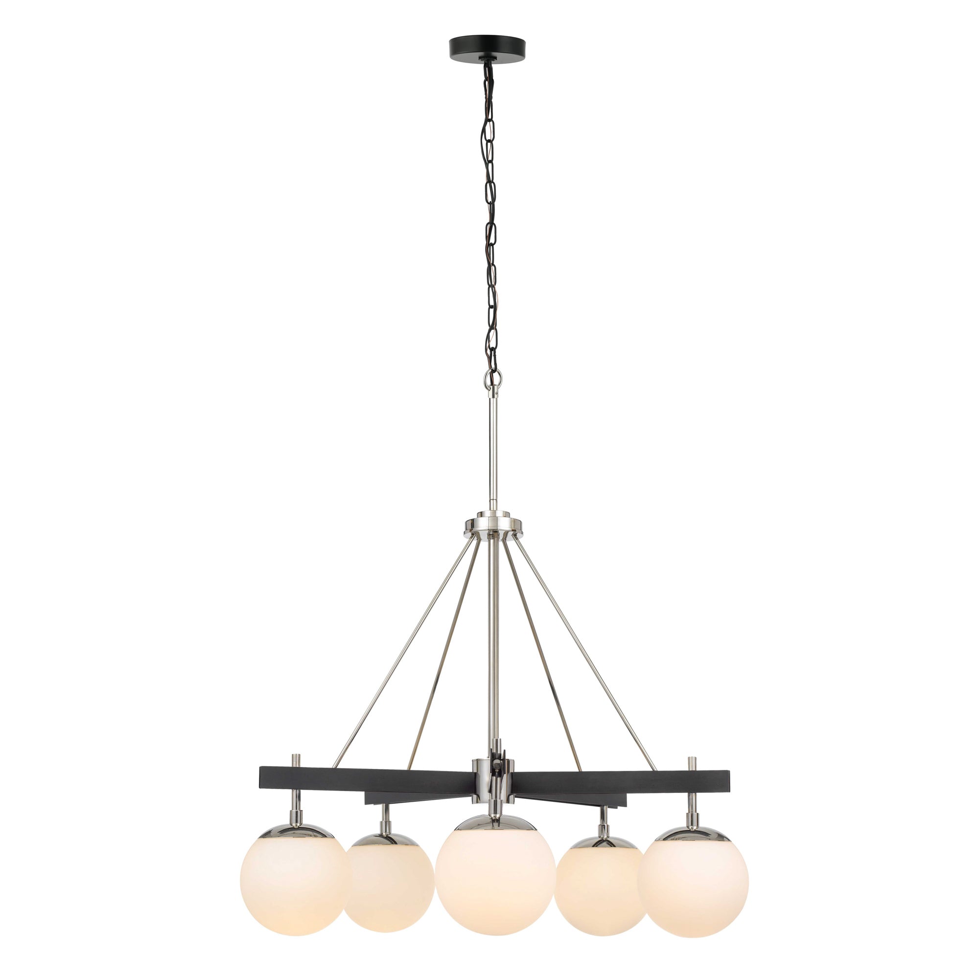 Allie 5 Light Chandelier - Black/Polished Nickel