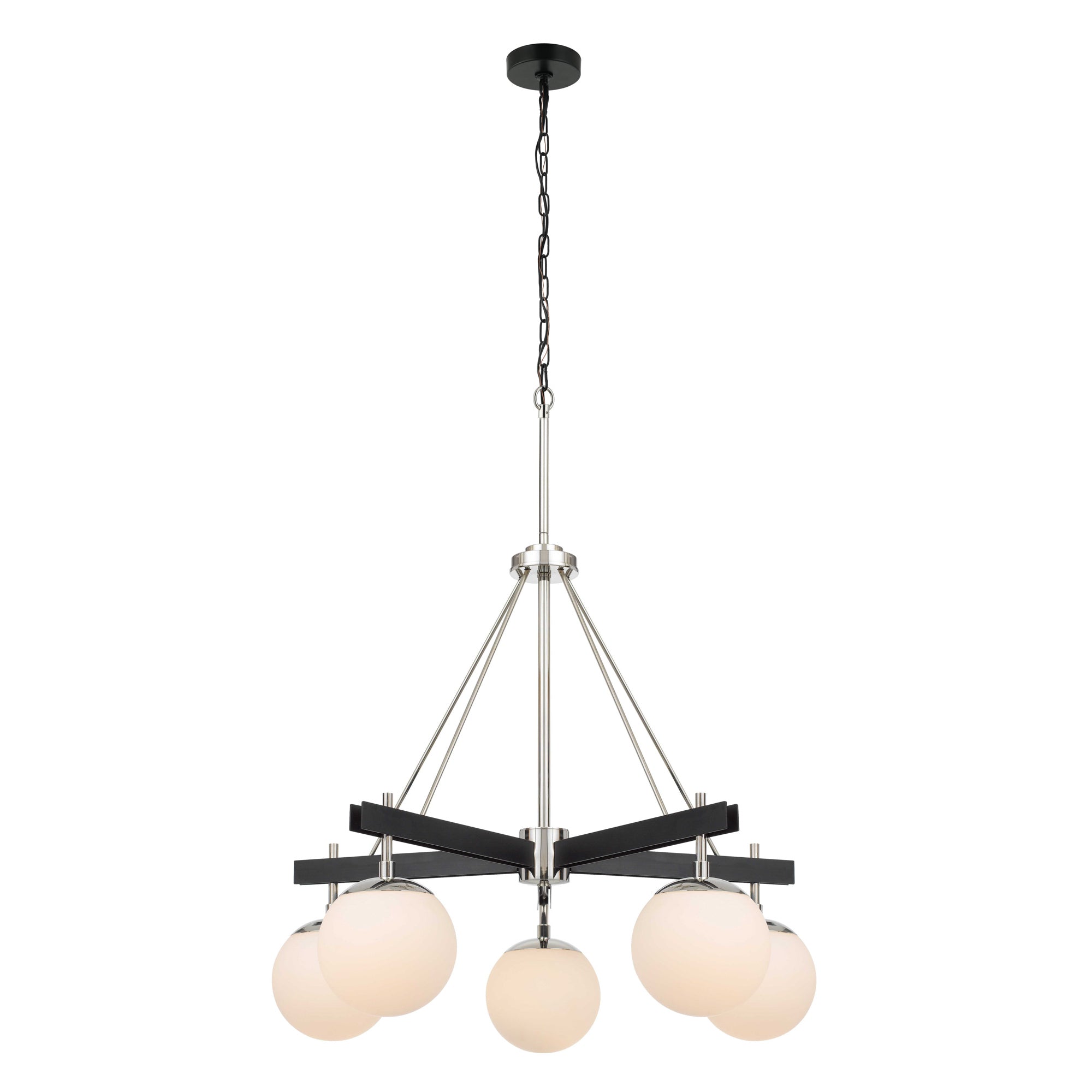 Allie 5 Light Chandelier - Black/Polished Nickel