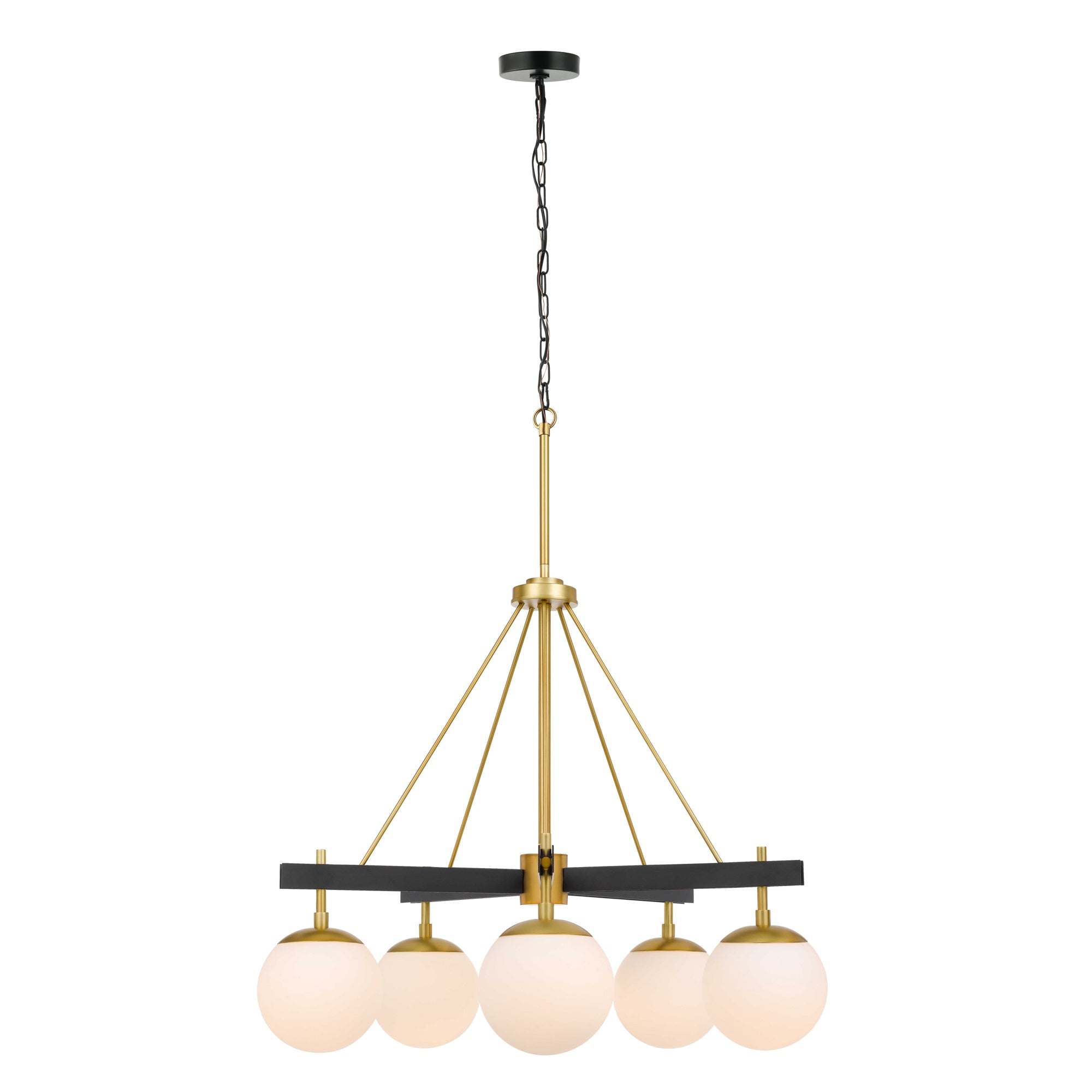Allie 5 Light Chandelier - Black/Satin Brass