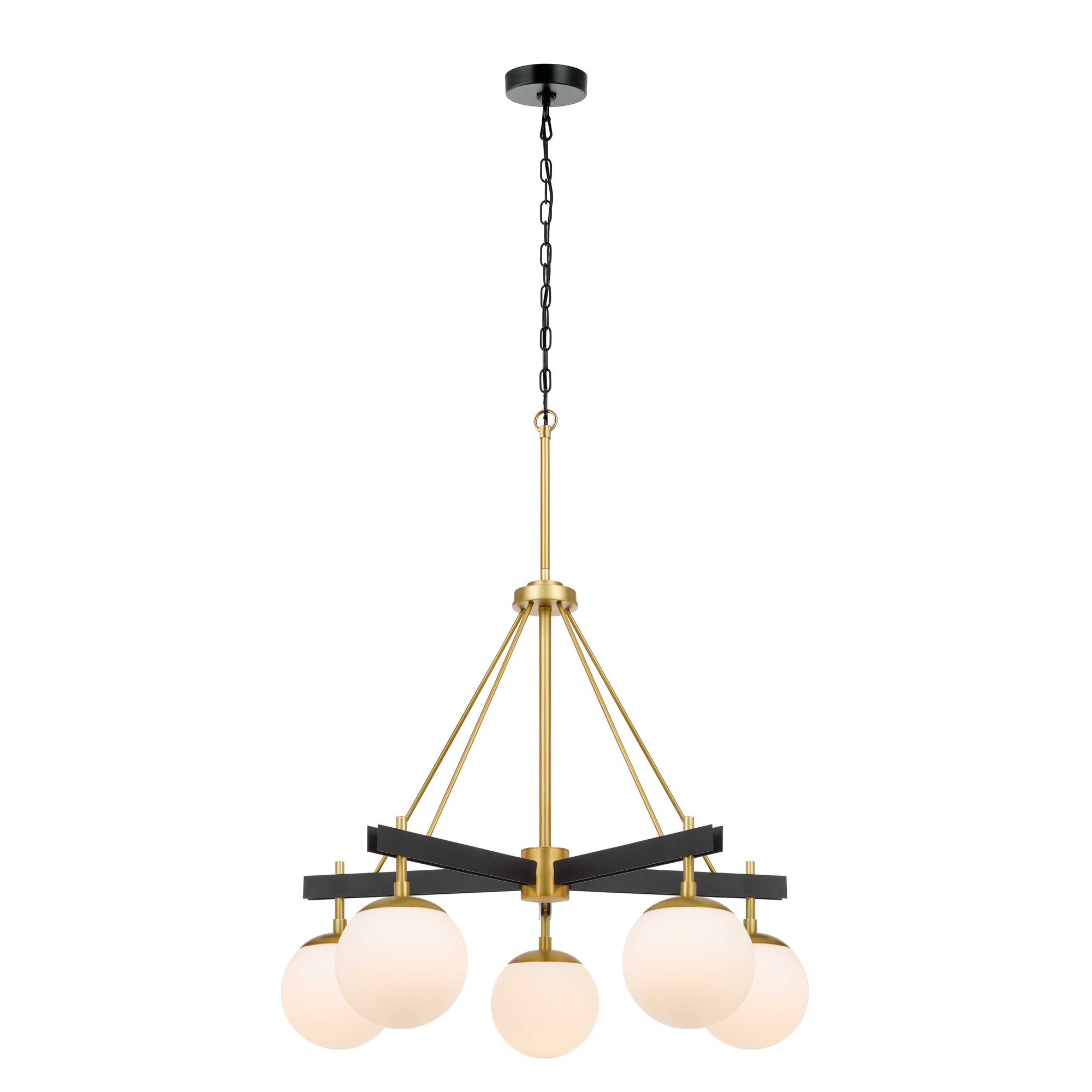 Allie 5 Light Chandelier - Black/Satin Brass