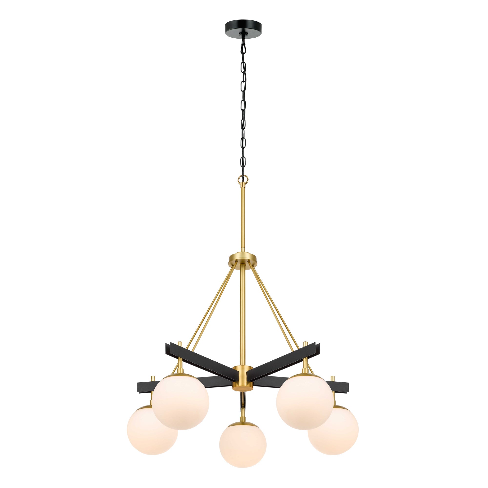 Allie 5 Light Chandelier - Black/Satin Brass